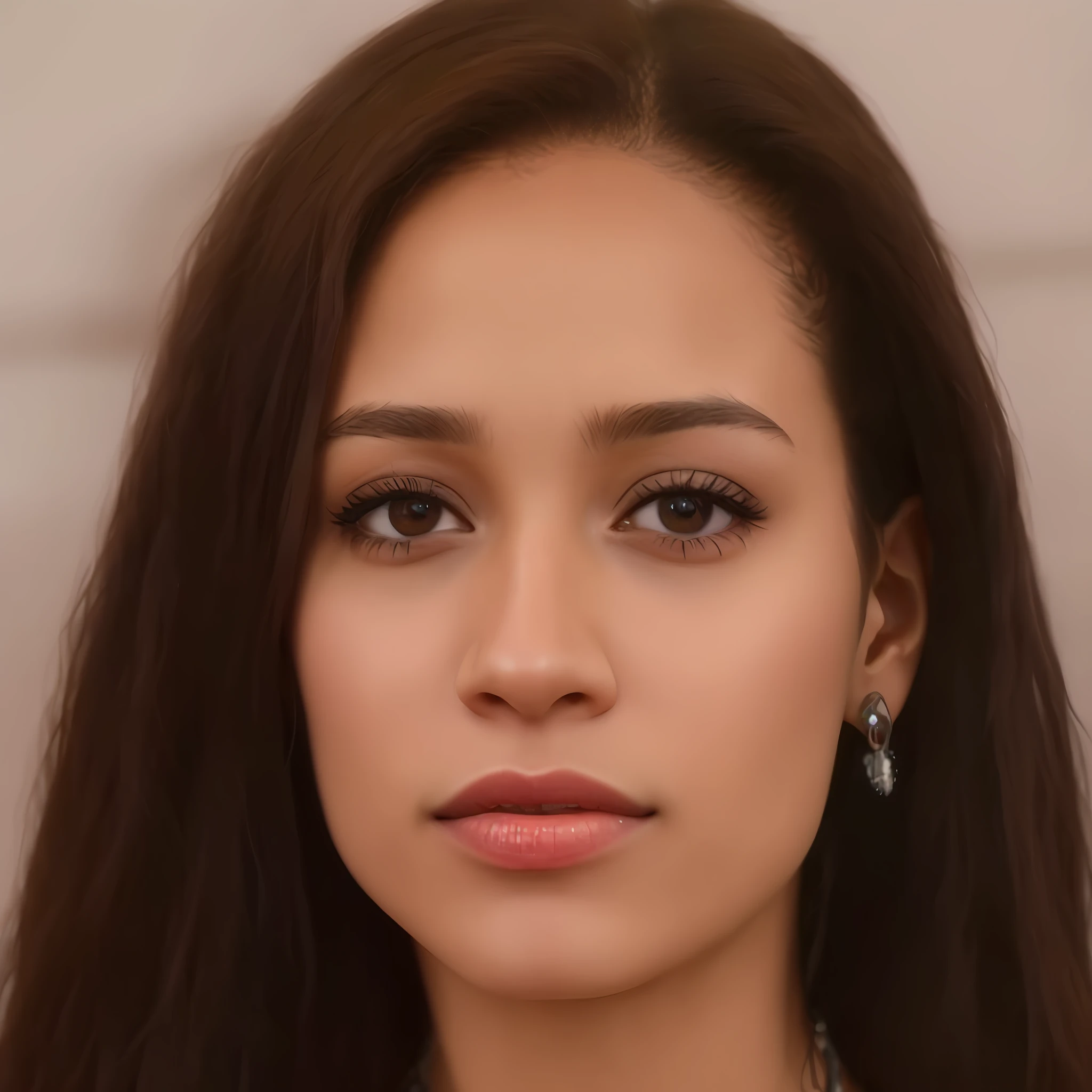 there is a woman with long hair and a necklace on, female model, mixed-race woman, ultra - realistic faces, nathalie emmanuel, medium close up portrait, soft portrait shot 8 k, mixed race woman, taken in the early 2020s, accurate ultra realistic faces, ultra realistic faces, headshot profile picture, portrait image, hyperrealistic beautiful face