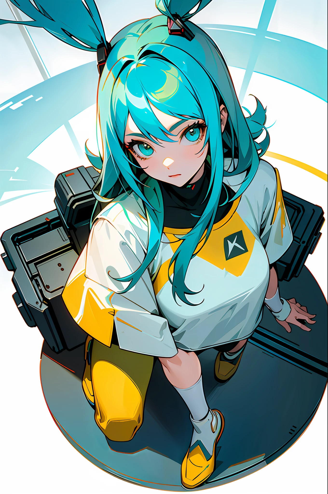 round image,(masterpiece:1.3), (the best quality:1.2), (super fine illustrations:1.2), (Masterpiece), high quality, high detail,(SOLO:1.4),((round image)),[(white background:1.1)::5],[(cyberpunk:1):5],[(game character portrait:1.2):5],

{1 girl},{solo},(((full body))),{{{only five fingers}}},((yellow))long  hair((yellow and (White) ends)),long hair,whole body, pantyhose,look at viewer, from above, aqua eyes, cyberpunk,
