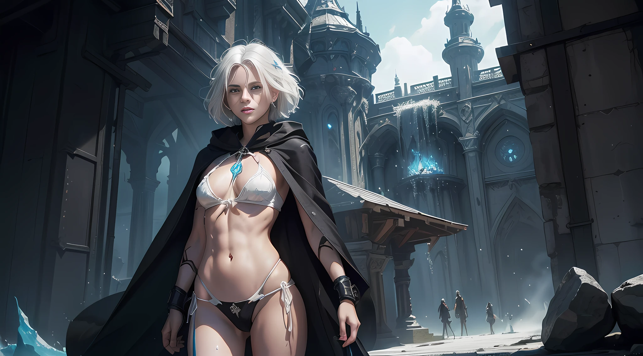 cyberpunk girl, fantasy world, dark background, clean design, epic Instagram, artstation, colorful paint splash, silhouette, ultra-detailed intricate details, Unreal engine, fantasy, complex details, splash screen, complementary colors, fantasy concept art, 8k resolution, deviantart masterpiece, oil painting, heavy stroke, paint dripping, (isolated on white background: 1.3), rainbow skin, (((handsome young man))), (( age:1.5)), (glowing blue eyes), ((eyes with light)), (((short white hair: 1.1))), ((black)), (princess \\(indifferent expression\\), (((wearing high-detail and diverse luxury black robes))), white hair, (abs) (large pectoral muscles)