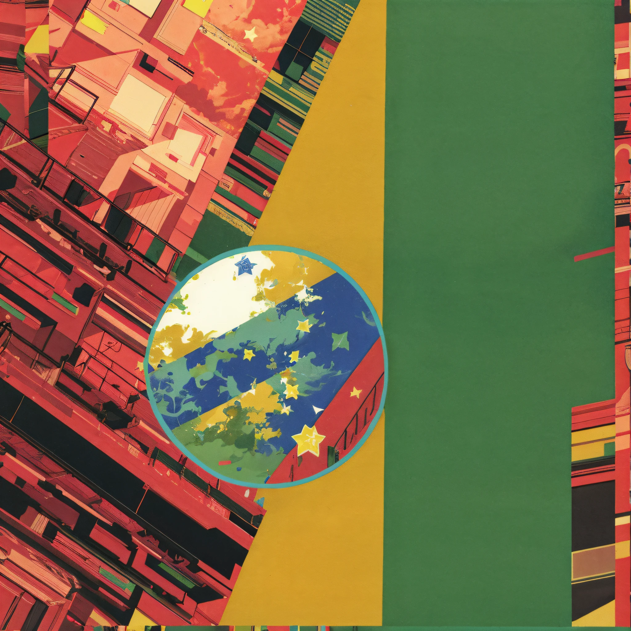 Rectangle with colors of the Brazilian flag with designs of the United States --auto --s2