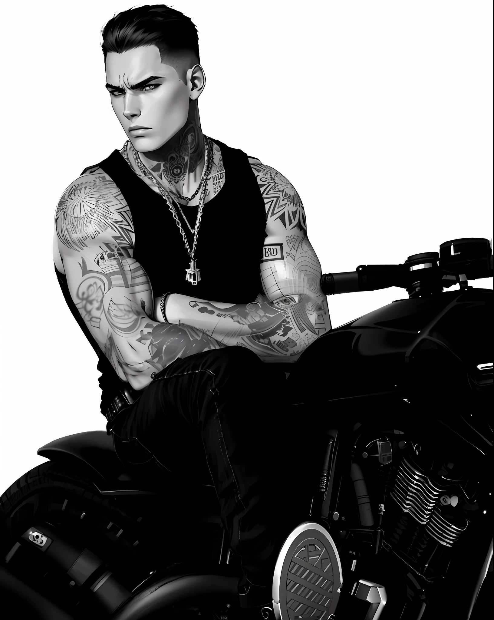 (HD, Ultra Detailed) (artwork) young man, bad boy, dangerous boy, serious face, 8k resolution