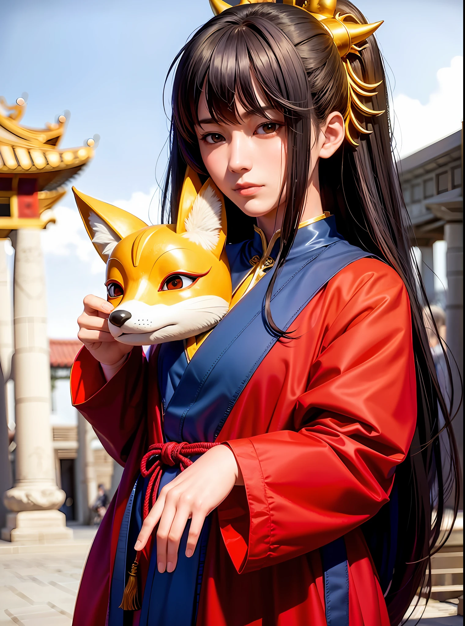The girl with the fox mask travels to the ancient royal palace and meets the handsome Wang Ye, but is surrounded by a group of archers