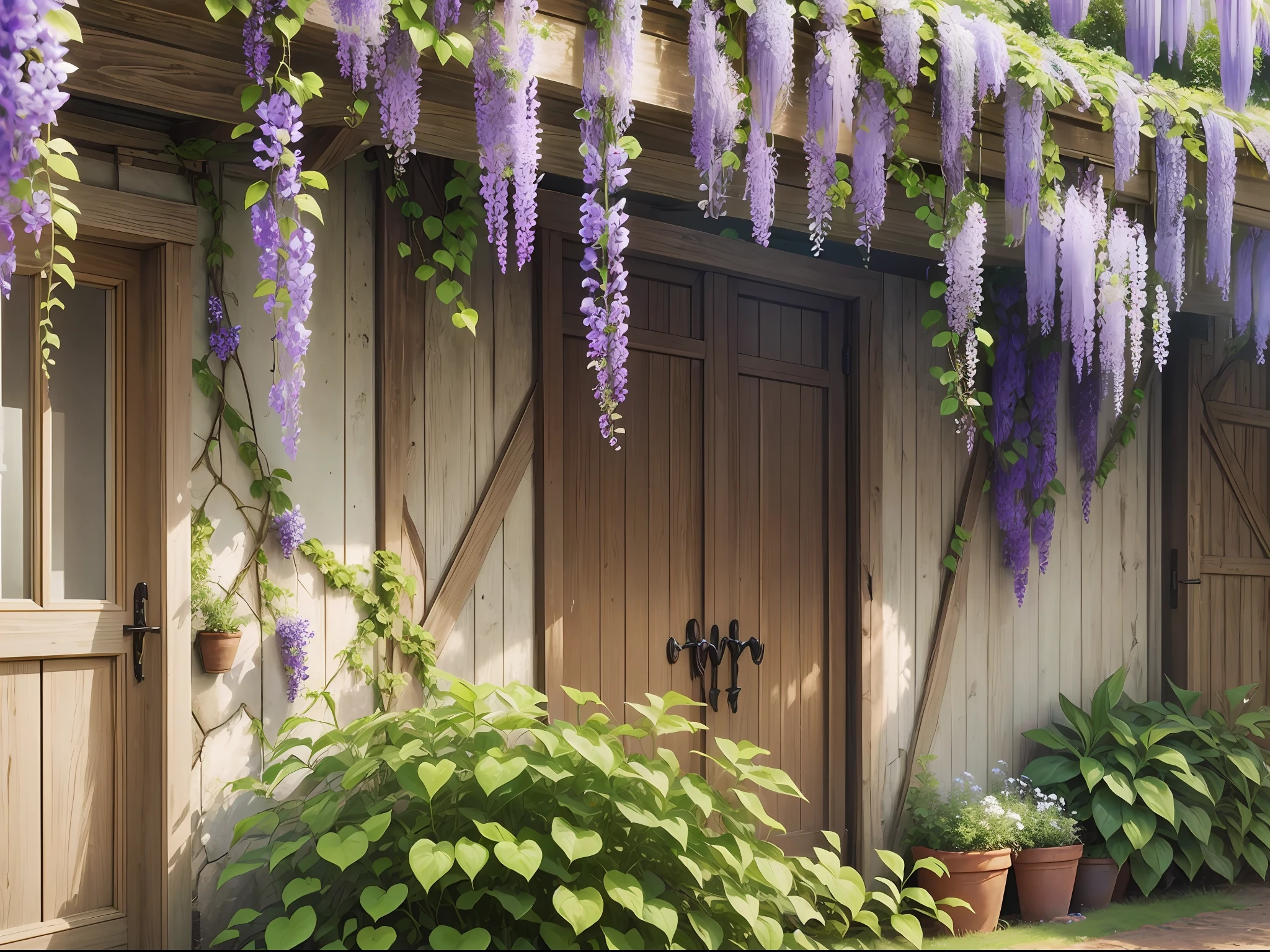 Farm yard, door wall, wisteria flowers full of walls, HD --auto --s2
