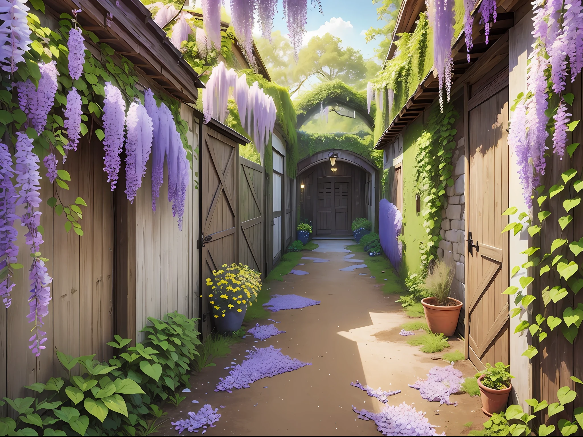 Farm yard, door wall, wisteria flowers full of walls, HD --auto --s2