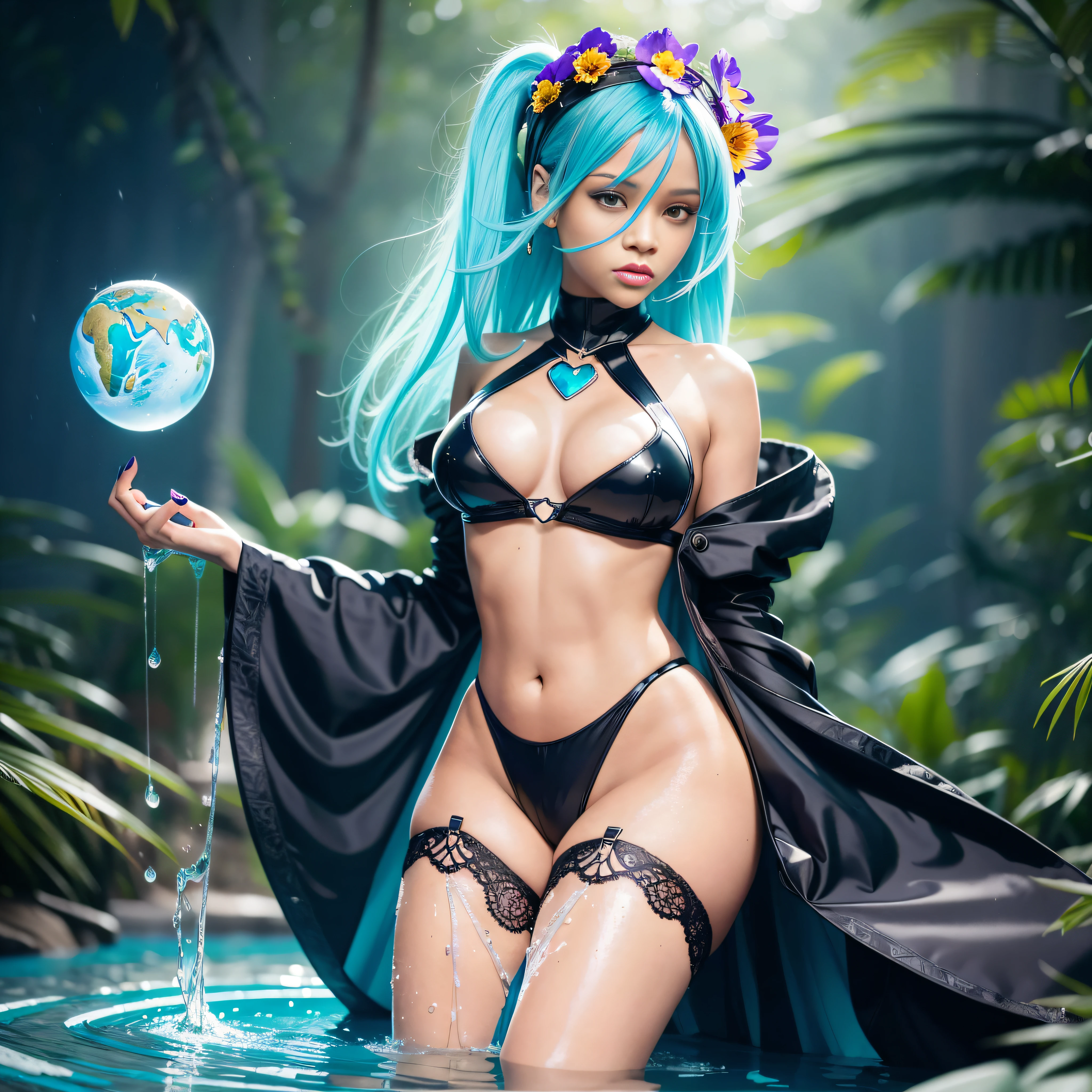 play Rihanna 38years tanned cosplay Goddess raw Pool marbles "Water Falls" water drop of water equirectangular 360 meticulously intricate Pro-photorealism angle below-close "masterpieces (Guweiz and James Jean) tattoo CGSCOSITY absurd sunflower headgear short hairstyle interiors Agathe colorful hijab discreet yellow-saffron delicate face expressive face cheekbones glowing pompette turquoise great ultra-beautiful eyes lazuli opal open mouth teeth smile (detailed high skin: 1.3) Suave athlete:1.3 Attractive jacket:1.3 Open shoulders:Off Lace:1.3 White Shirt:1.3 Open Clavicle Sleeves:1.3 Papillotes:1.3 White silk satin Large drooping breasts:1.3 Spread pointed covered Corait:1.3 Strange felts Seams navel skirt:1.3 Wide fringes swinging thick spinel pubic leathers:1.3 covered:1.2 imposing partially occult pubic hair Thighs covered garters:1.3 Legs boots:1.3 Solid voluminous black furs abundant sun lights illuminations luminescences depths reflections optimal resolutions perfections ultra precise maximum lightnings contrasts global illuminations cgi vfx sfx reflex ultra details Octane made extreme improved graduated UHD XT3 16K DSLR HDR UnrealEngine5 romm rgb pbr 3dcg fxaa blu-ray colors-coded backlights anti-aliasing fkaa txaa rtx ssao opengl-shaders glsl-shaders post-processing post-production cell-shading tone-mapping obscure Crystalline DoF robot female "Heavy Metal" dark navy metallic familiar dominent pole-dancing magic water drop of water snake fountains drink beer wheels slide "Buck-Beer" transparent mirror ruby occult earth (Magic Disco=Ball fullbodye Earth flowers:1.3 graduated heart hearth earth flowers:1,0.3 ) dramatic negative background outdoors Earth:1.3 Galaxy nsfw