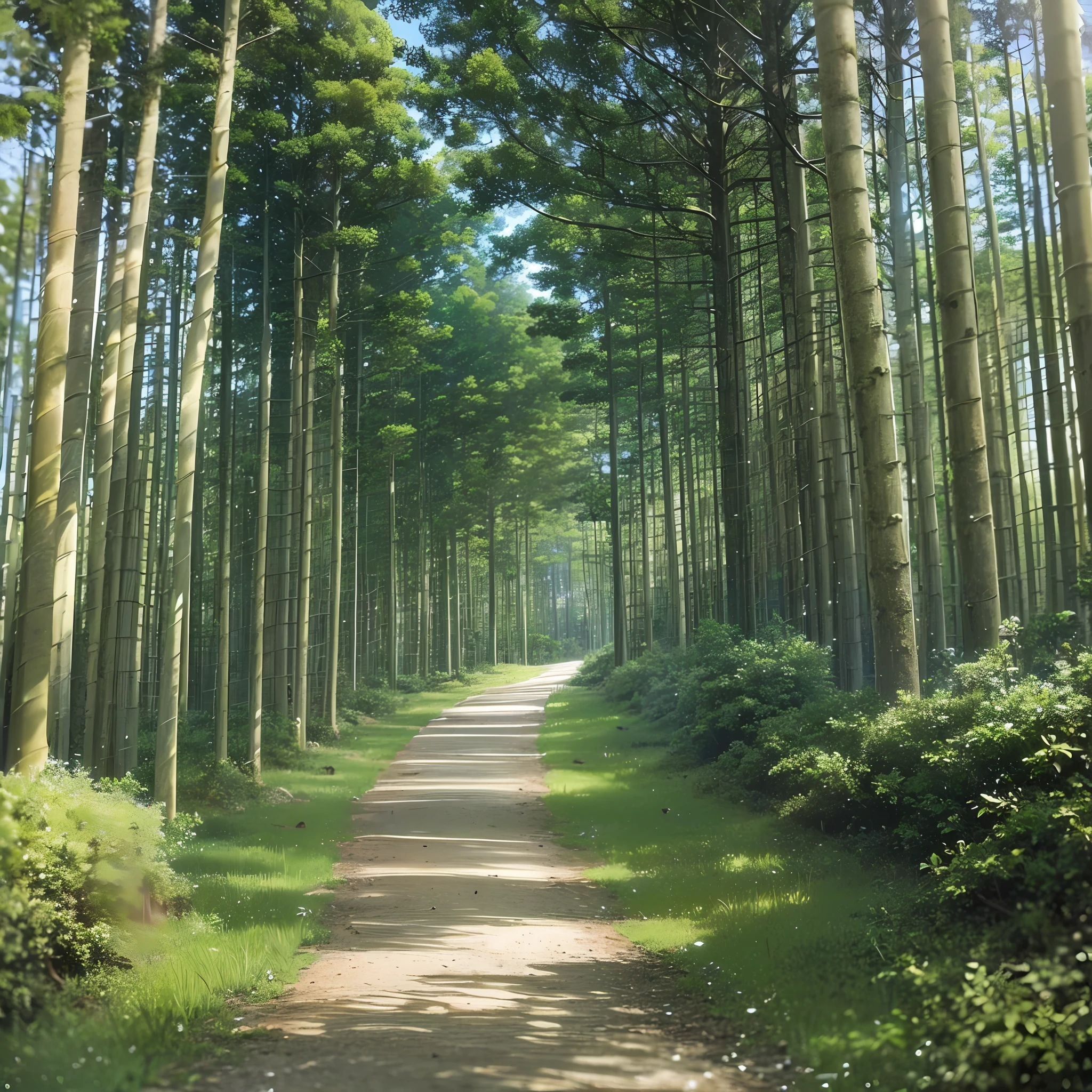 image of a path in the woods, forest, nature, trees, tranquil, digital camera, daytime, natural style, color film" --auto --s2