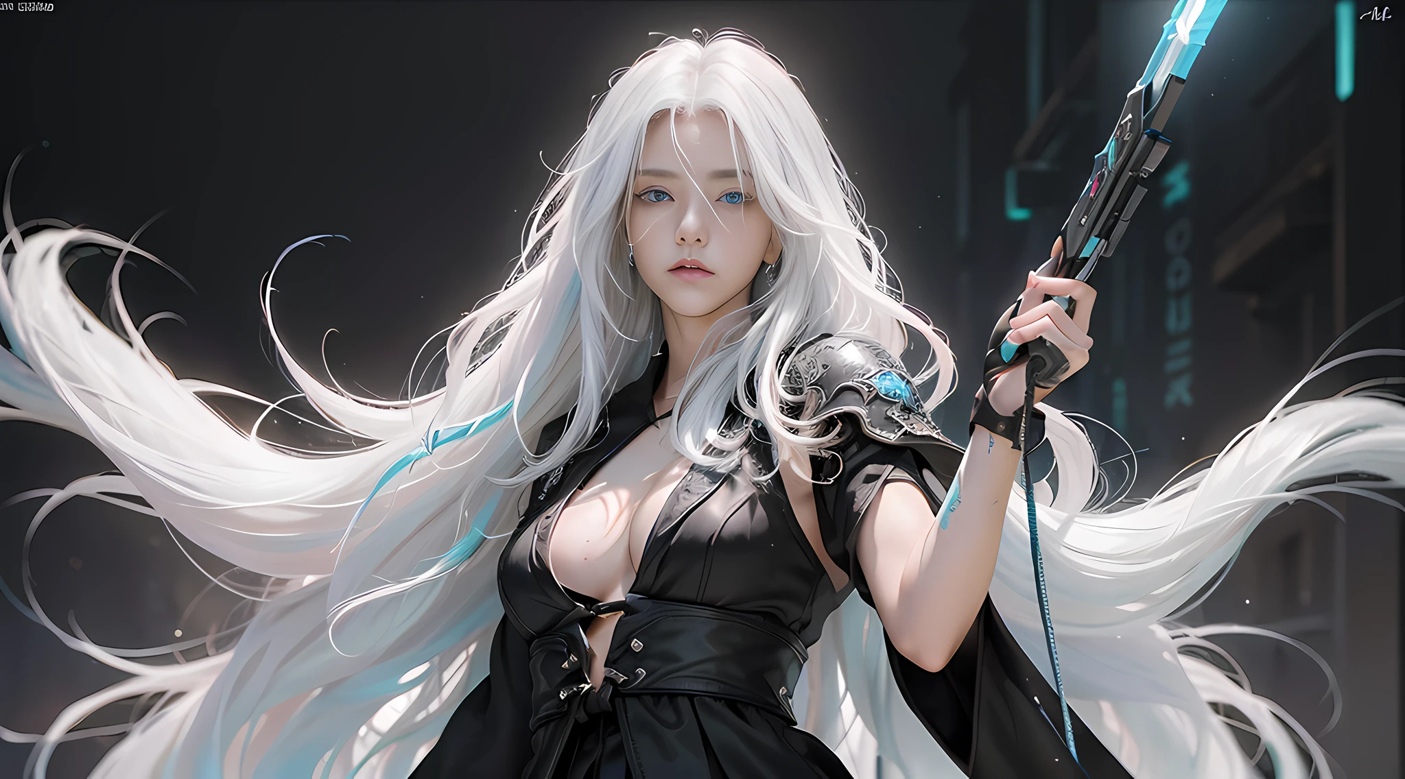 cyberpunk girl, fantasy world, dark background, clean design, epic Instagram, artstation, colorful paint splash, silhouette, ultra-detailed intricate details, Unreal engine, fantasy, complex details, splash screen, complementary colors, fantasy concept art, 8k resolution, deviantart masterpiece, oil painting, heavy stroke, paint dripping, (isolated on white background: 1.3), rainbow skin, (((handsome young man))), (( teenage:1.5)), (glowing blue eyes), ((eyes with light)),(((long white hair:1.1)))), ((black)), (princess \\(indifferent expression\\), (((wearing high-detail and diverse luxury black robes))), white hair, (abs) (large pectoral muscles)
