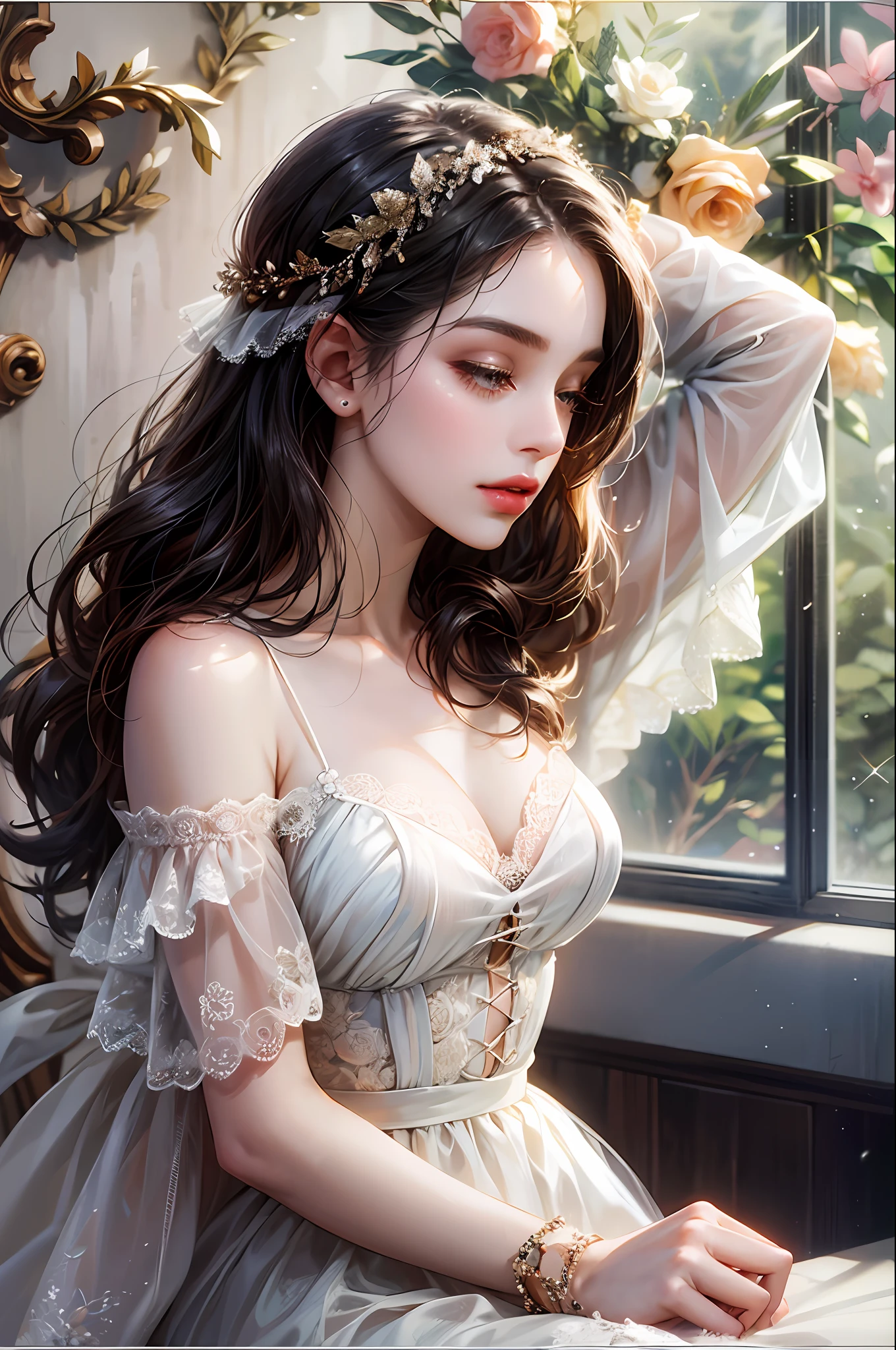 a woman in romantic vibes, Poetcore, Pinterest aesthetics --auto --s2