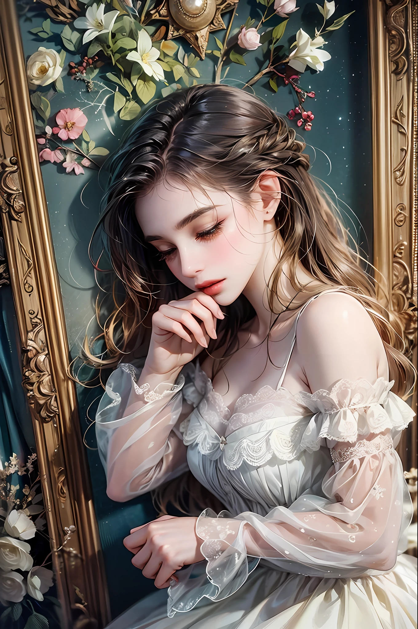 a woman in romantic vibes, Poetcore, Pinterest aesthetics --auto --s2