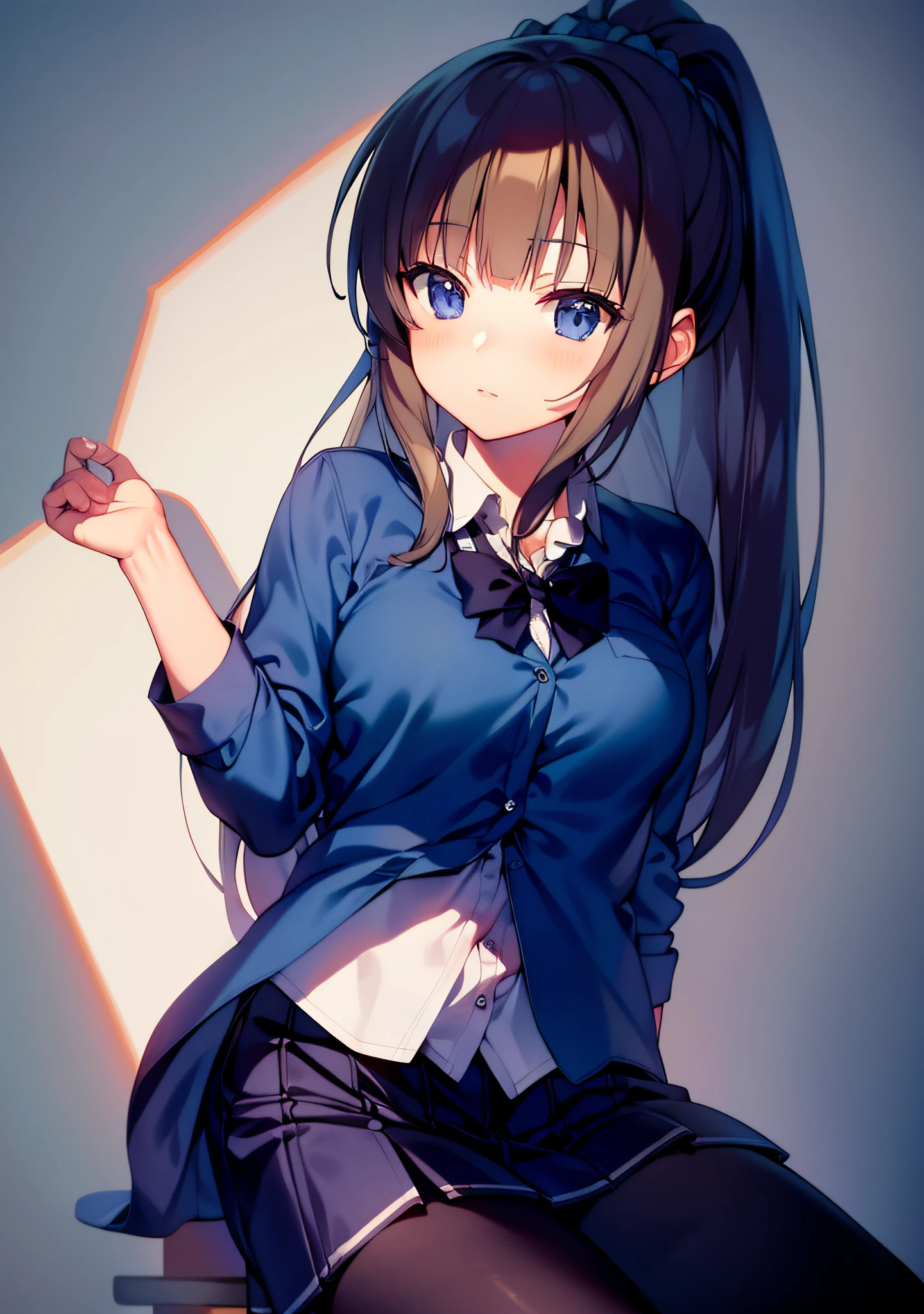 (masterpiece), (highest quality), (best illustration), (best shadow), Megumi Karuizawa, sitting at a desk, classroom, blackboard