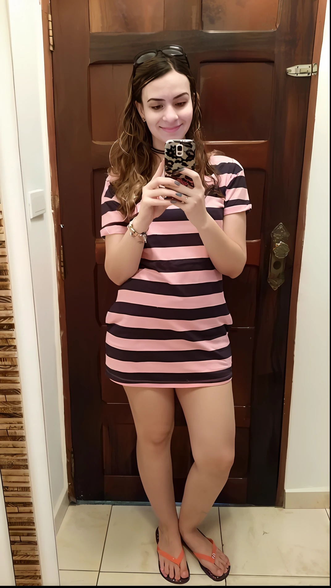 Arafed woman taking a selfie in a bathroom mirror, full body photo, wearing bikini, small bikini, transparent, floss bikini, wearing a bikini, 1 8 yo, wearing a bikini, full body!!, dress with a pink dress, full body! Cute face, cute bikini, full female body, anime, sitting legs open.