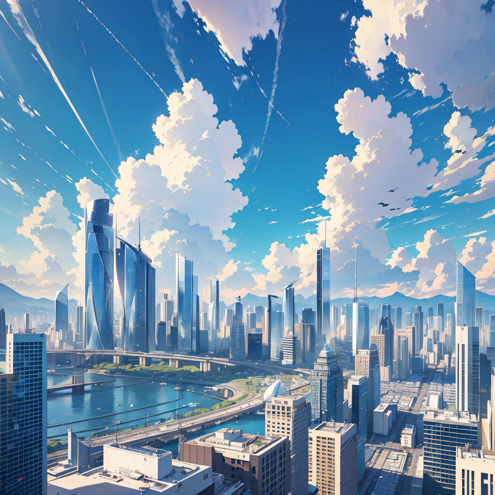 ((City Masterpiece)), Best Image Quality, Wide Angle Lens, Rich Detail, Flat Square, Modern, Clear Blue Sky, Great Vision. --auto --s2