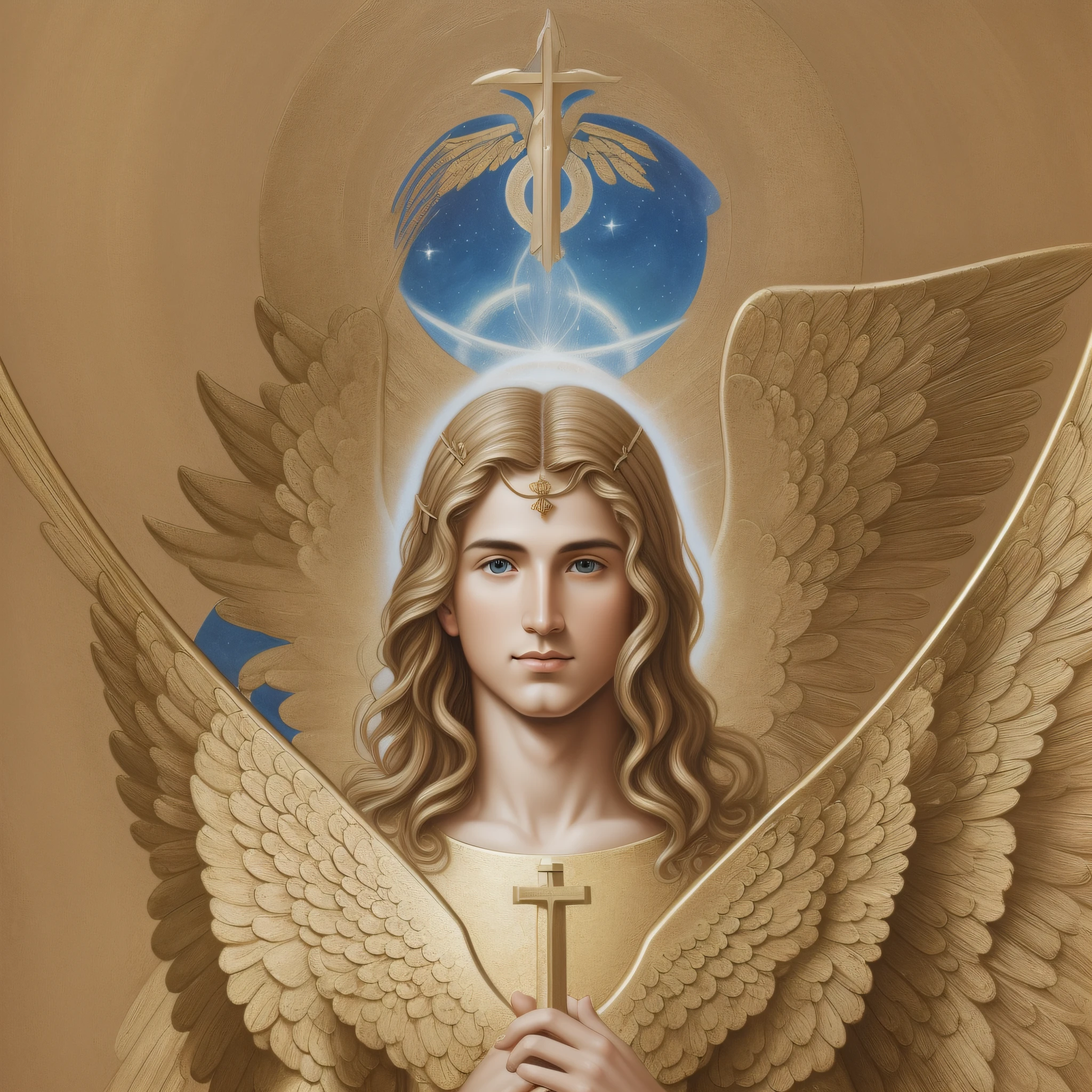 Man Saint Archangel Raphael, age 29 years, Catholic saint. celestial environment. purity. emanated heals. pintura a óleo. --auto --s2