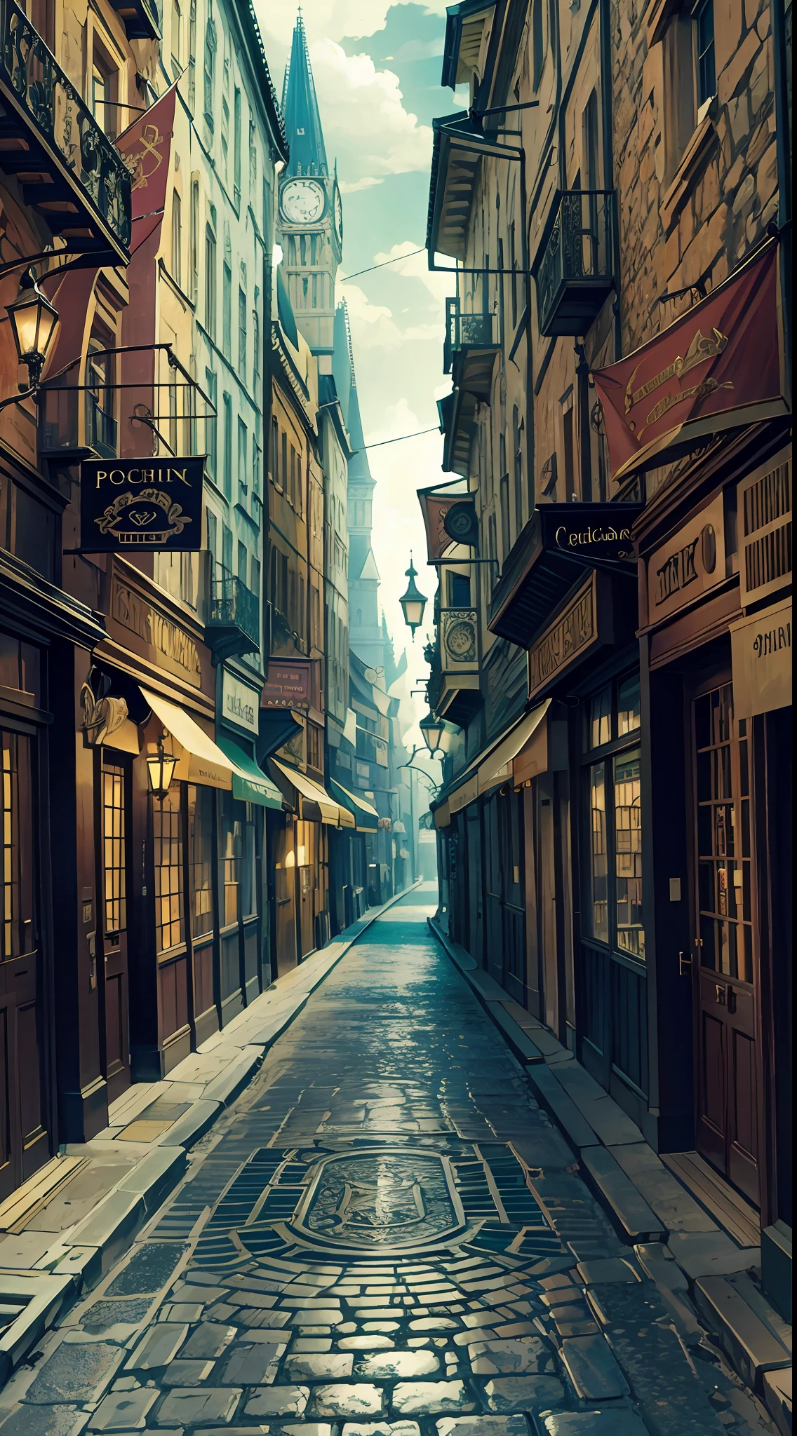 Ancient Gothic City,Sherlock Holmes Detective,Super details,masterpiece,HD,8K,postmodernism,surrealism,Rich Colors,Dramatic illumination,Dramatic shooting angle,Storytelling visuals,