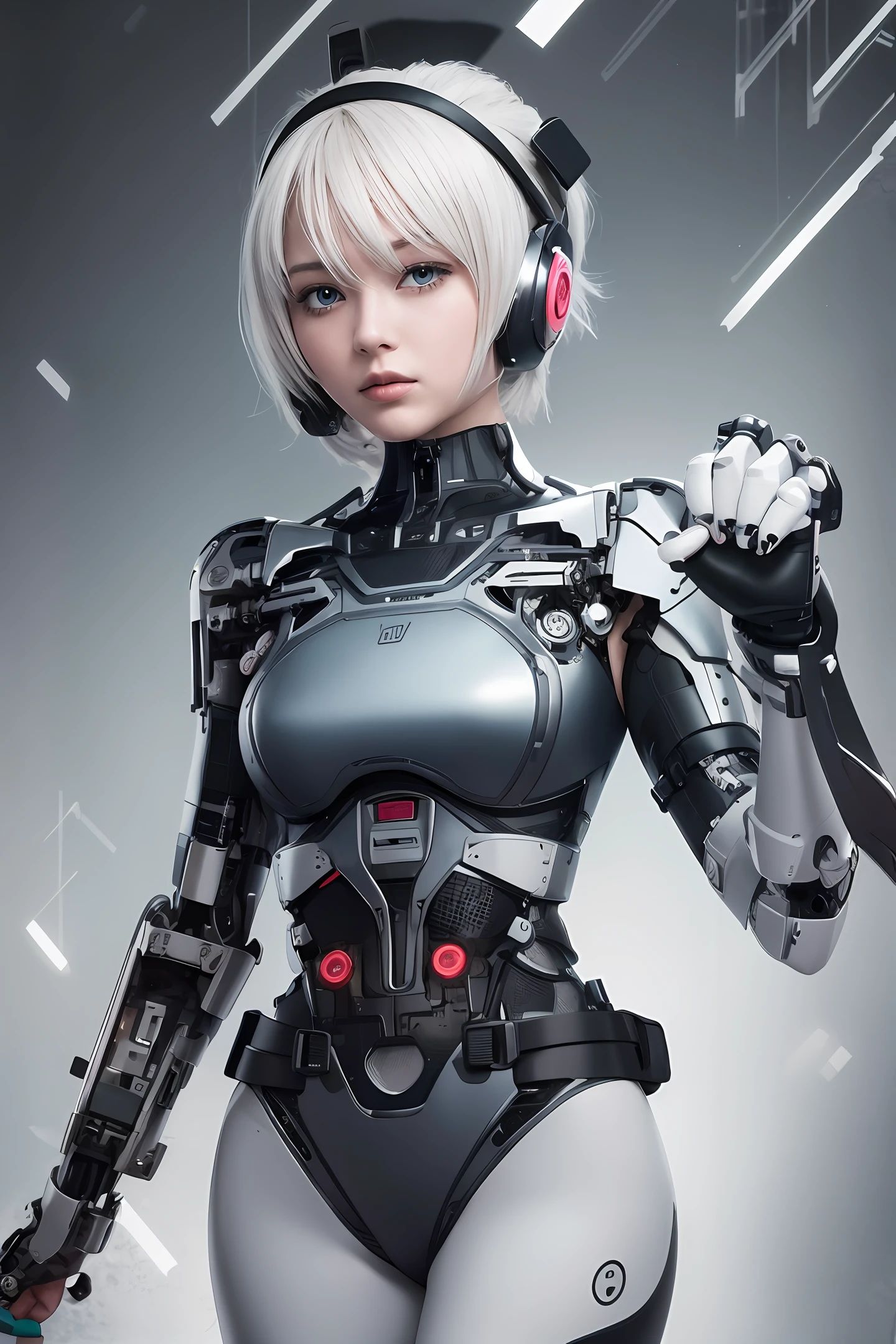 The robot girl only has a mechanical right hand