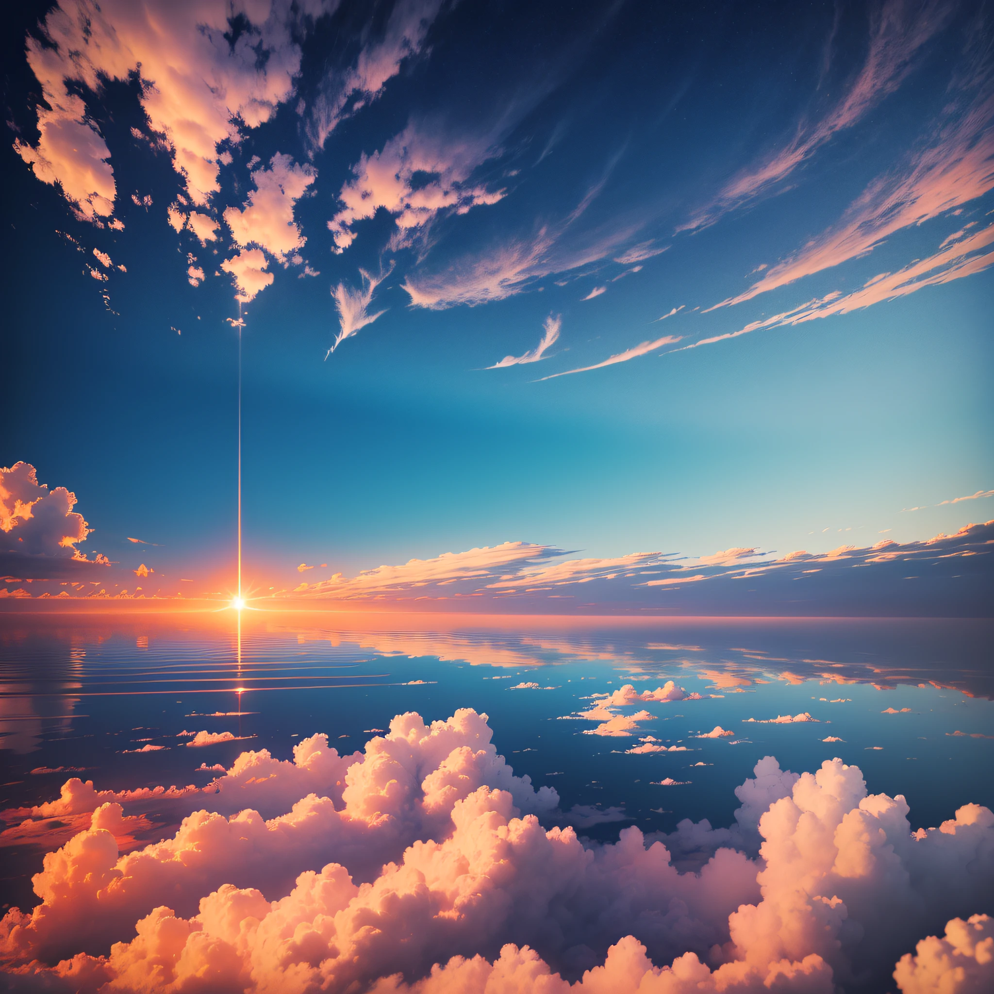 The clouds are red, the ultramarine sun eats the sun, and all the dissolved water is turbid --auto --s2