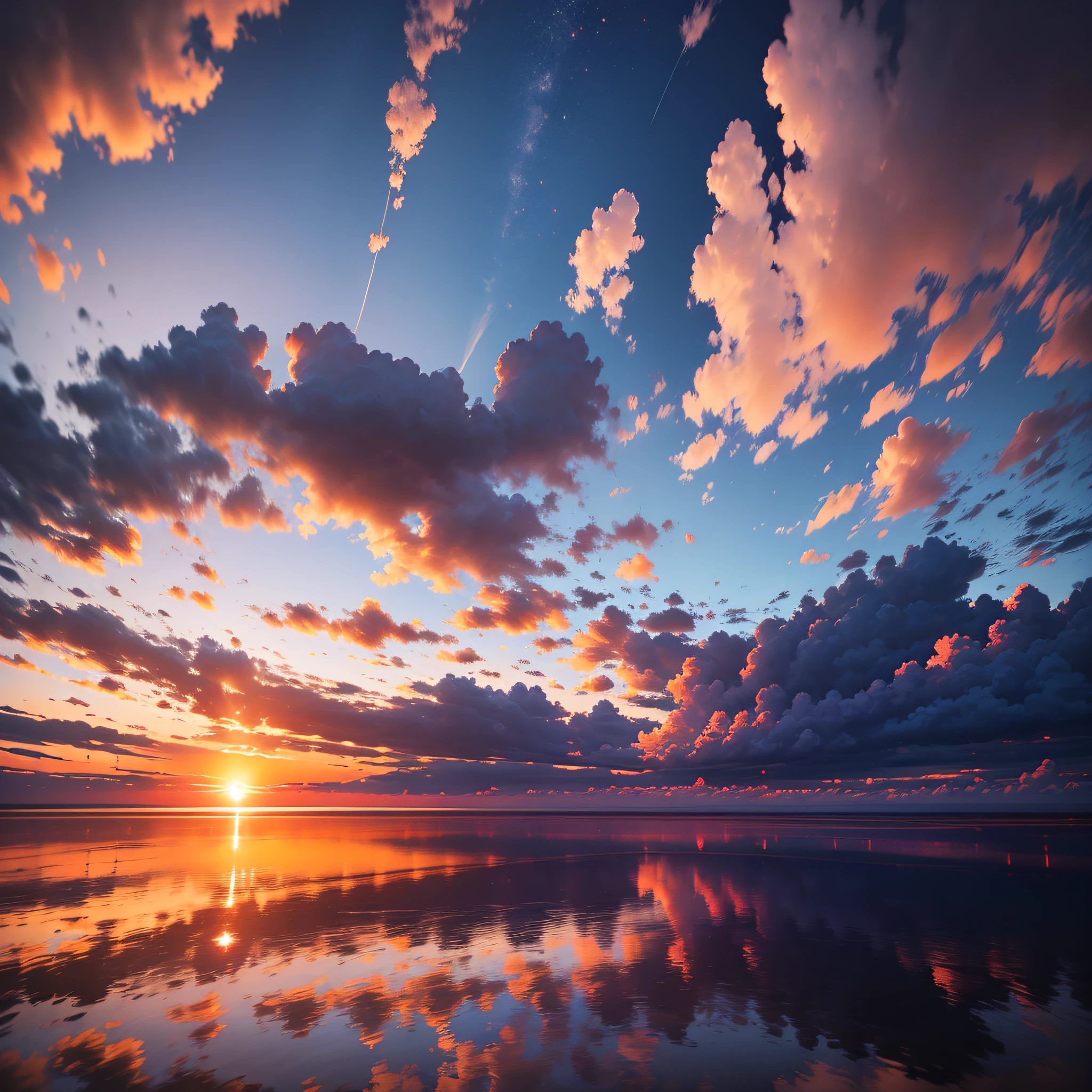 The clouds are red, the ultramarine sun eats the sun, and all the dissolved water is turbid --auto --s2