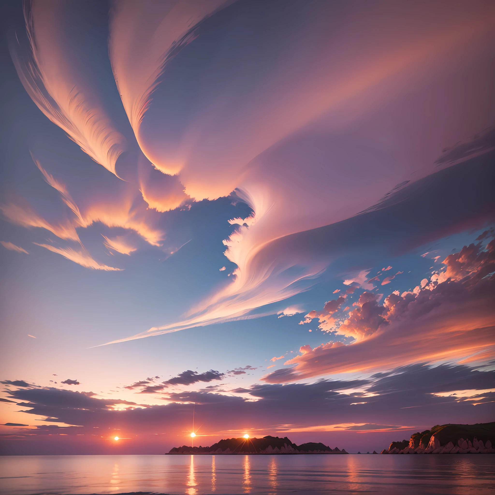 Altocumulus Lenticular Seaside Sunset Ultra Clear Rich Detail 8K --auto --s2