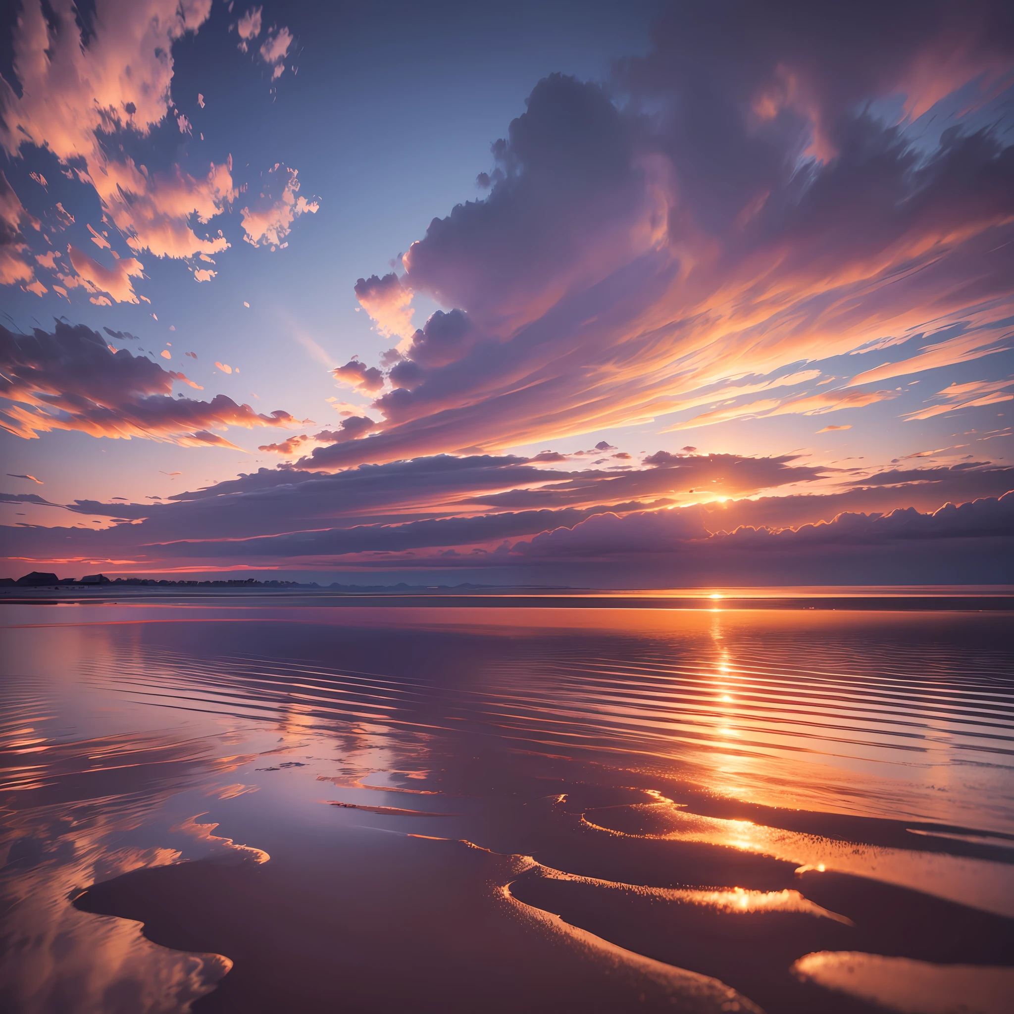 Altocumulus Lenticular Seaside Sunset Ultra Clear Rich Detail 8K --auto --s2