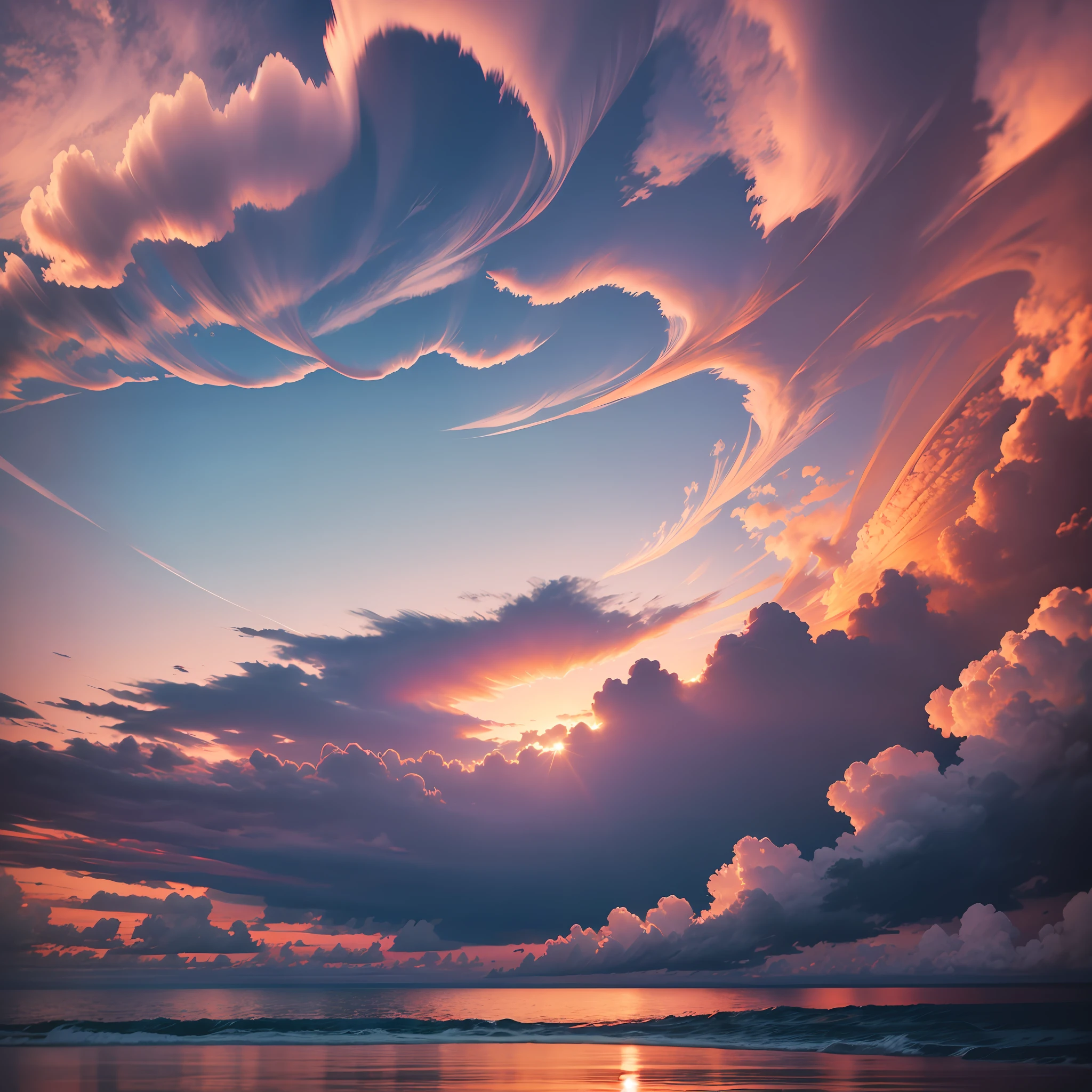 Altocumulus Lenticular Seaside Sunset Ultra Clear Rich Detail 8K --auto --s2