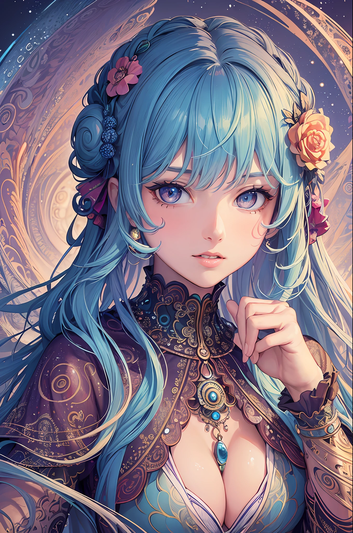 (masterpiece, top quality, best quality, official art, beautiful and aesthetic:1.2), (1girl:1.3), extreme detailed,(fractal art:1.3),colorful,highest detailed, (spiral:1.4), DNA