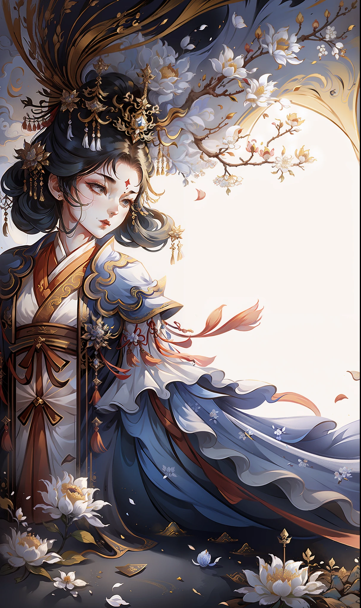 A girl, ancient Chinese costume, sunshine, clear face, clean white background, masterpiece, super detail, epic composition, ultra HD, high quality, extremely detailed, official art, uniform 8k wallpaper, super detail, 32k -- v 6