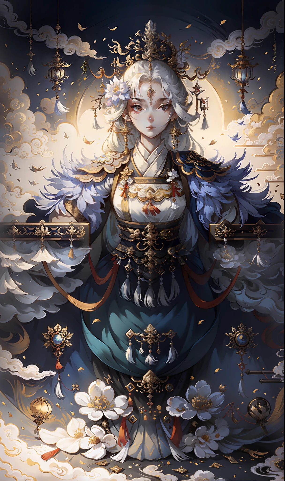 A girl, ancient Chinese costume, sunshine, clear face, clean white background, masterpiece, super detail, epic composition, ultra HD, high quality, extremely detailed, official art, uniform 8k wallpaper, super detail, 32k -- v 6