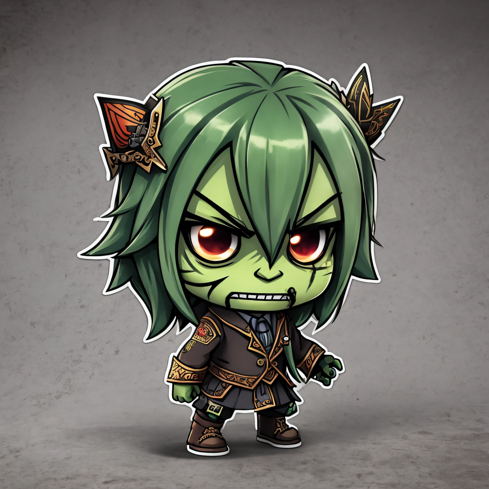 ((sticker)), chibi zombie, promo photo, intricate details, hdr, cinematics, adobe lightroom, very detailed --auto --s2