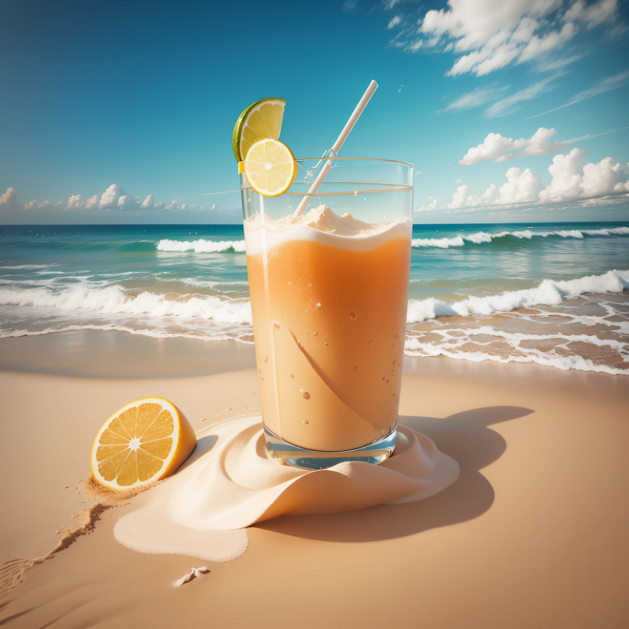 Sea and sand with juice