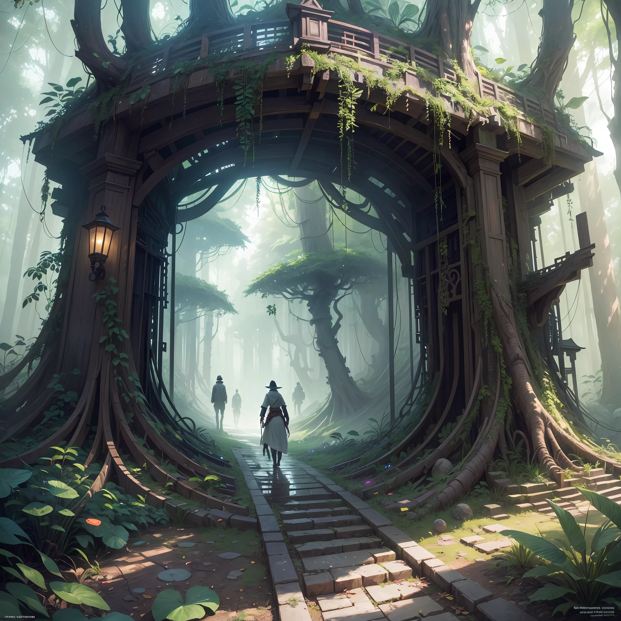 Digital illustration, detailed and intricate, of a dense jungle filled with exotic plants and animals, the sunlight filtering through the canopy creating a dappled effect. In the style of Yoshitaka Amano and Hayao Miyazaki, masterpiece, proportional, detailed, trending on artstation, beautiful lighting, realistic, intricate, award winning, 4k, highest quality Award-winning, 4K digital painting in the style of Yoshitaka Amano. Detailed and intricate depiction of a zombie apocalypse, masterfully capturing the chaos and drama of the scene. Beautiful lighting and cinematic composition make this piece a true masterpiece, trending on artstation --auto --s2