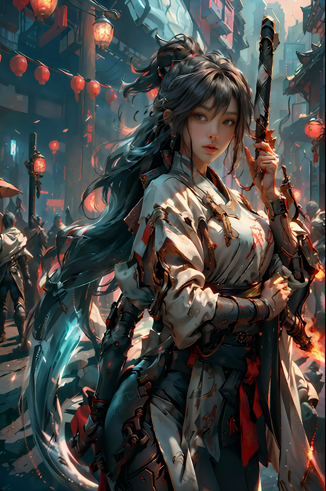 ((Best Quality)), ((Masterpiece)), (Details: 1.4), 3D, (Cyberpunk Style Female Mecha Image: 1.7), ((35-year-old Sexy Mature Female Image)), (Sexy Big Sister Female Image), (Xiu Xian Background: 1.5), (Multiple Poses), HDR (High Dynamic Range), Ray Tracing, NVIDIA RTX, Super-Resolution, Unreal 5, Subsurface Scattering, PBR Texture, Post-processing, anisotropic filtering, depth of field, maximum clarity and sharpness, multi-layered textures, albedo and highlight maps, surface coloring, accurate simulation of light-material interactions, perfect proportions, perfect body, Octane Render, absurd, rule of thirds, 8K RAW, big breasts, long black hair, delicate facial features, red mix and match yoga pants mecha style, Chinese style Xiuxian background
