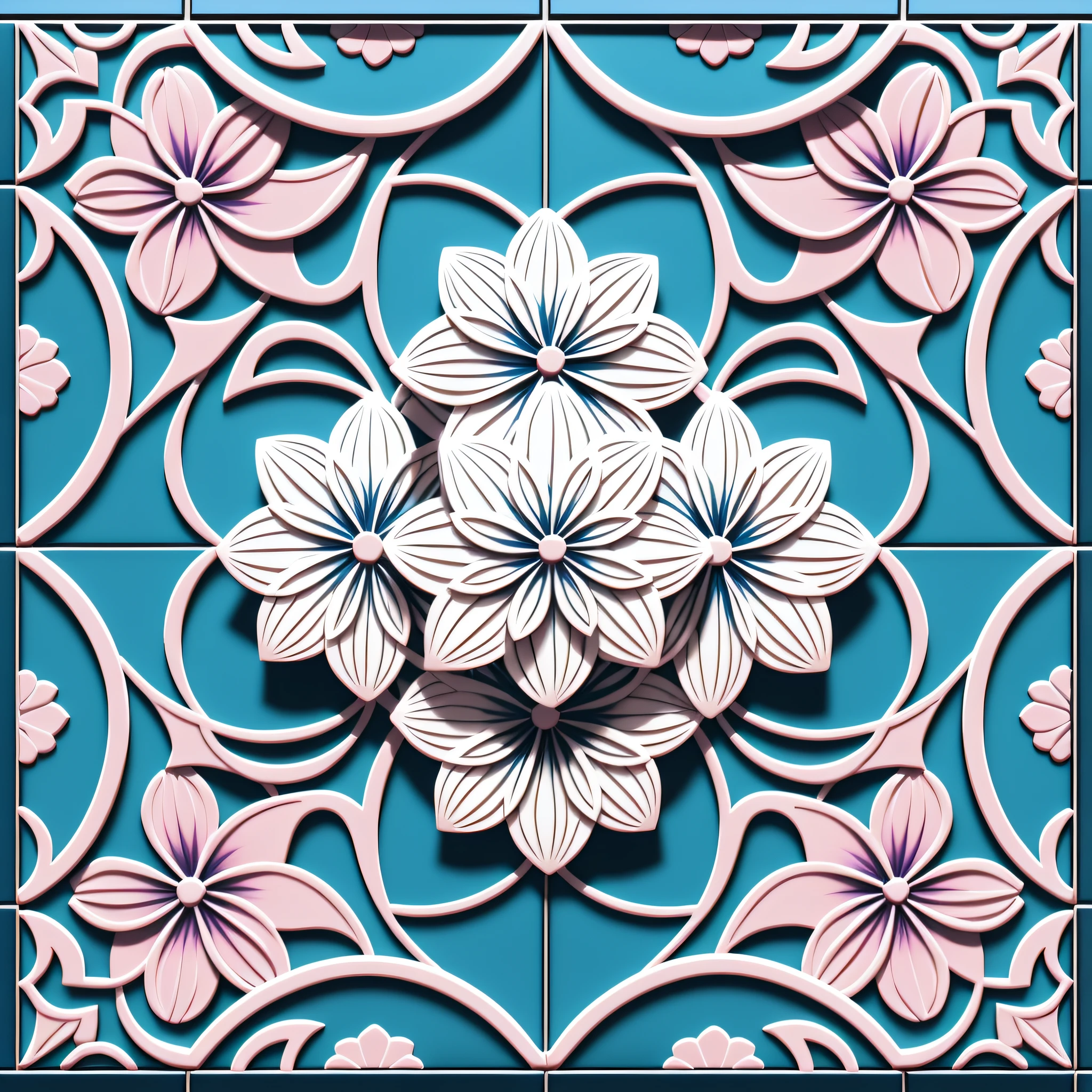 patterns flowers 3d, --tile --ar 3:2 --auto --s2