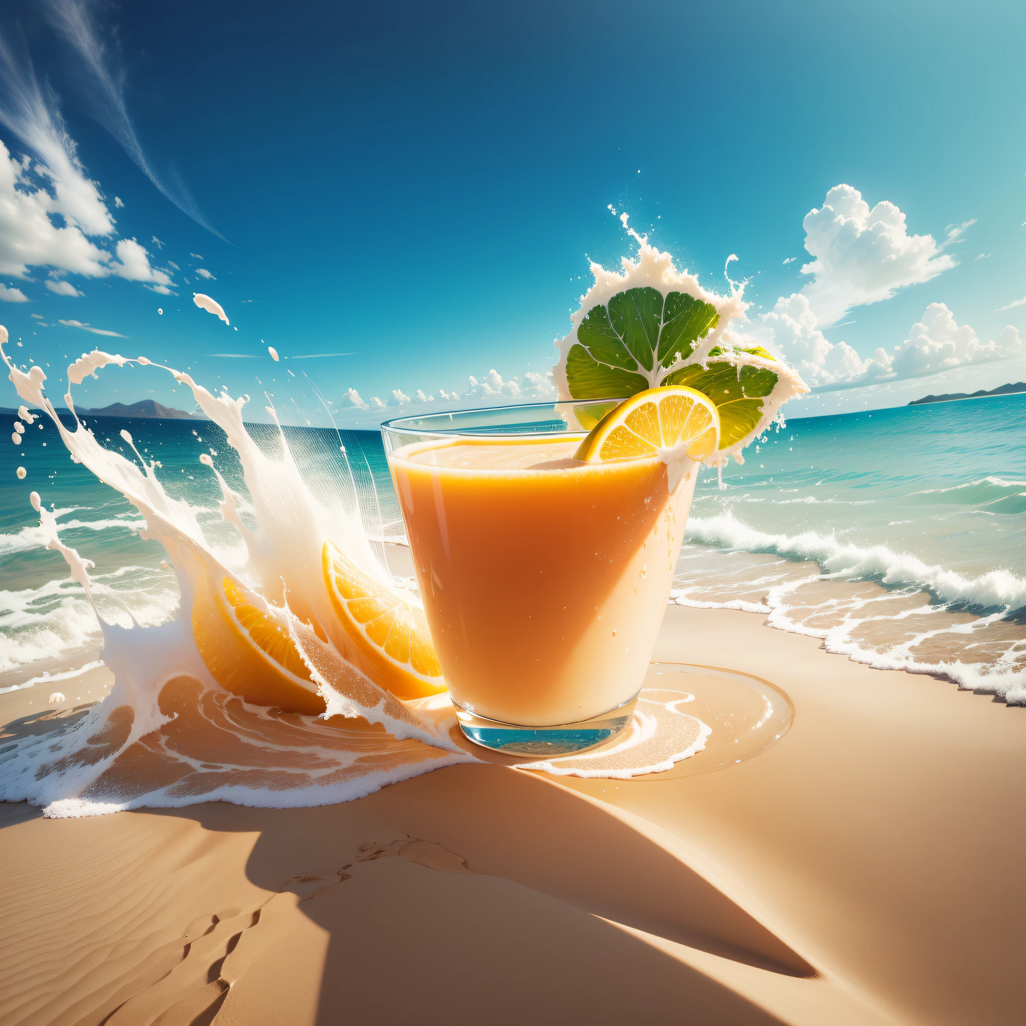 Sea and sand with juice