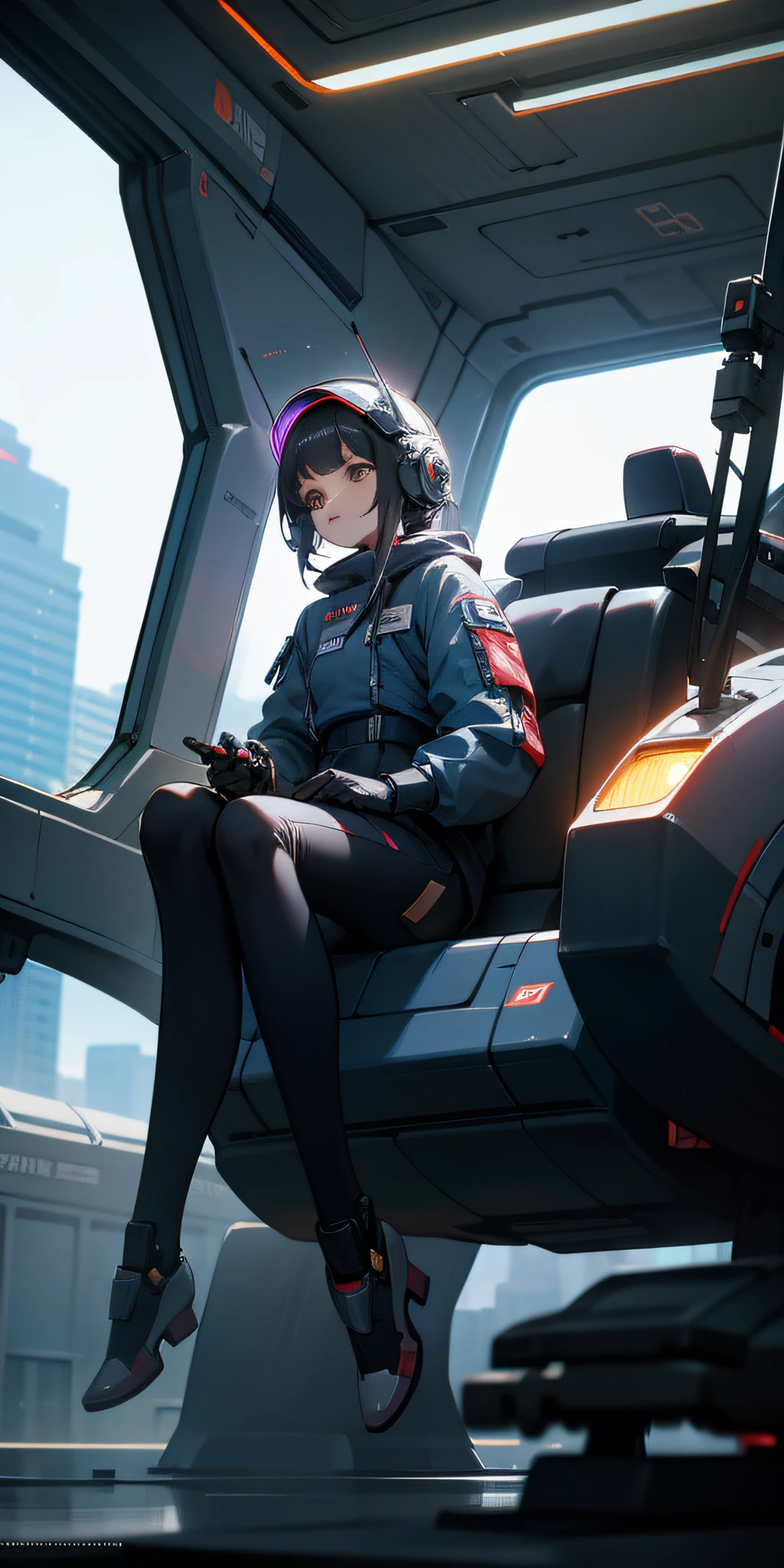 disney animated character, The girl driving the spaceship, Wearing a cyberpunk mech, Astronaut helmet, The background is the interior of the cockpit, mechstechnology, hyper details, style clothes, full bodyfront view, delicate features, metal, Symmetric, studio lighting, ultra-details, ultrahd, Chest Shot(MCU), 3d, blender, oc renderer, best quality, 8k --ar 3:4 --niji 5 --s 400