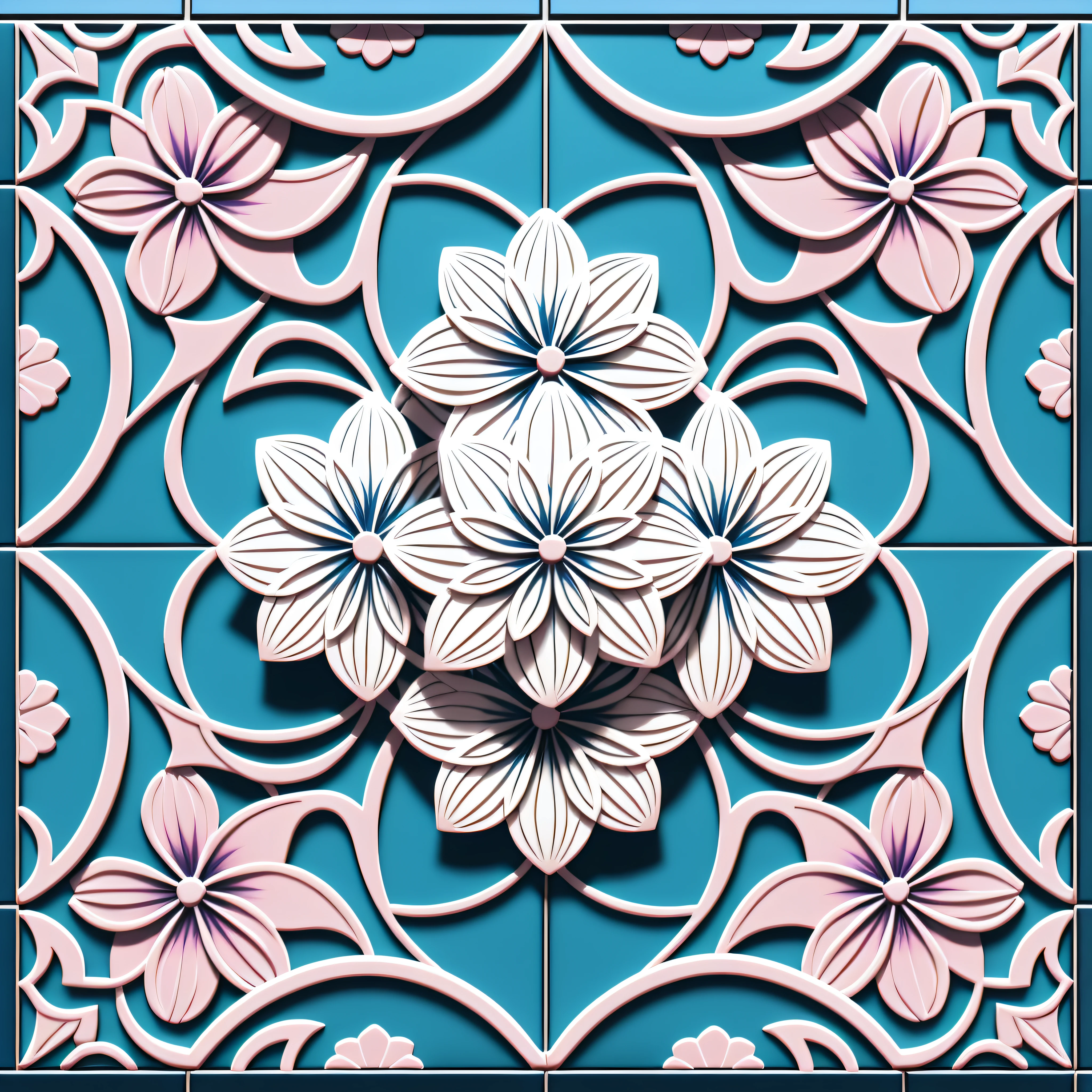 patterns flowers 3d, --tile --ar 3:2 --auto --s2