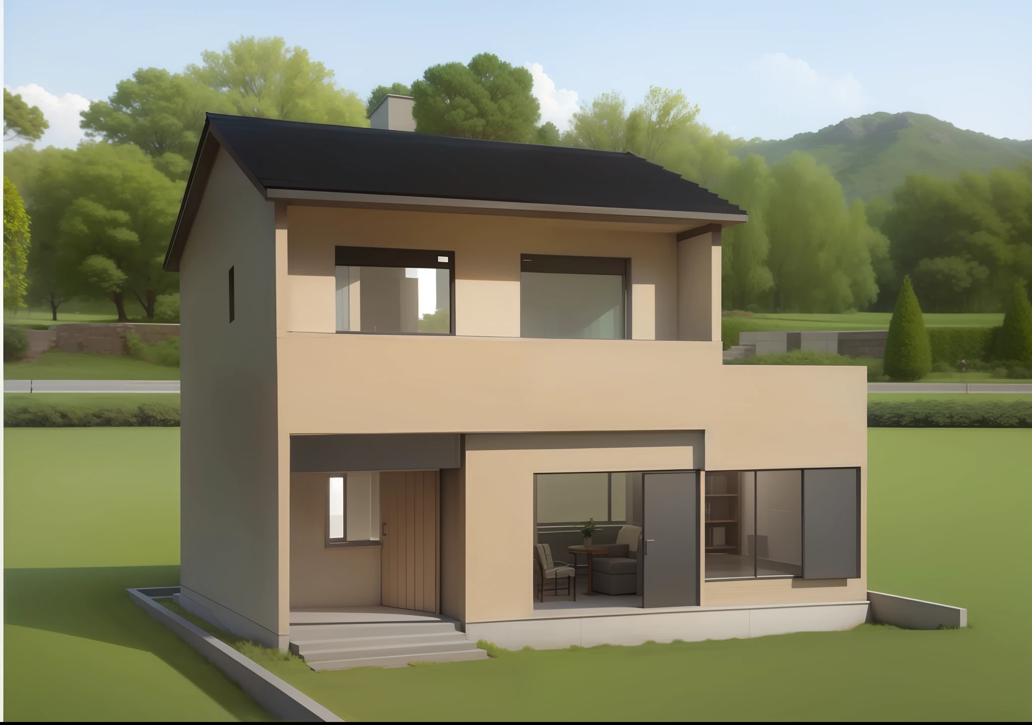 Depicts CG architecture with a cool appearance seen from the front. Try changing the background and changing the image.
