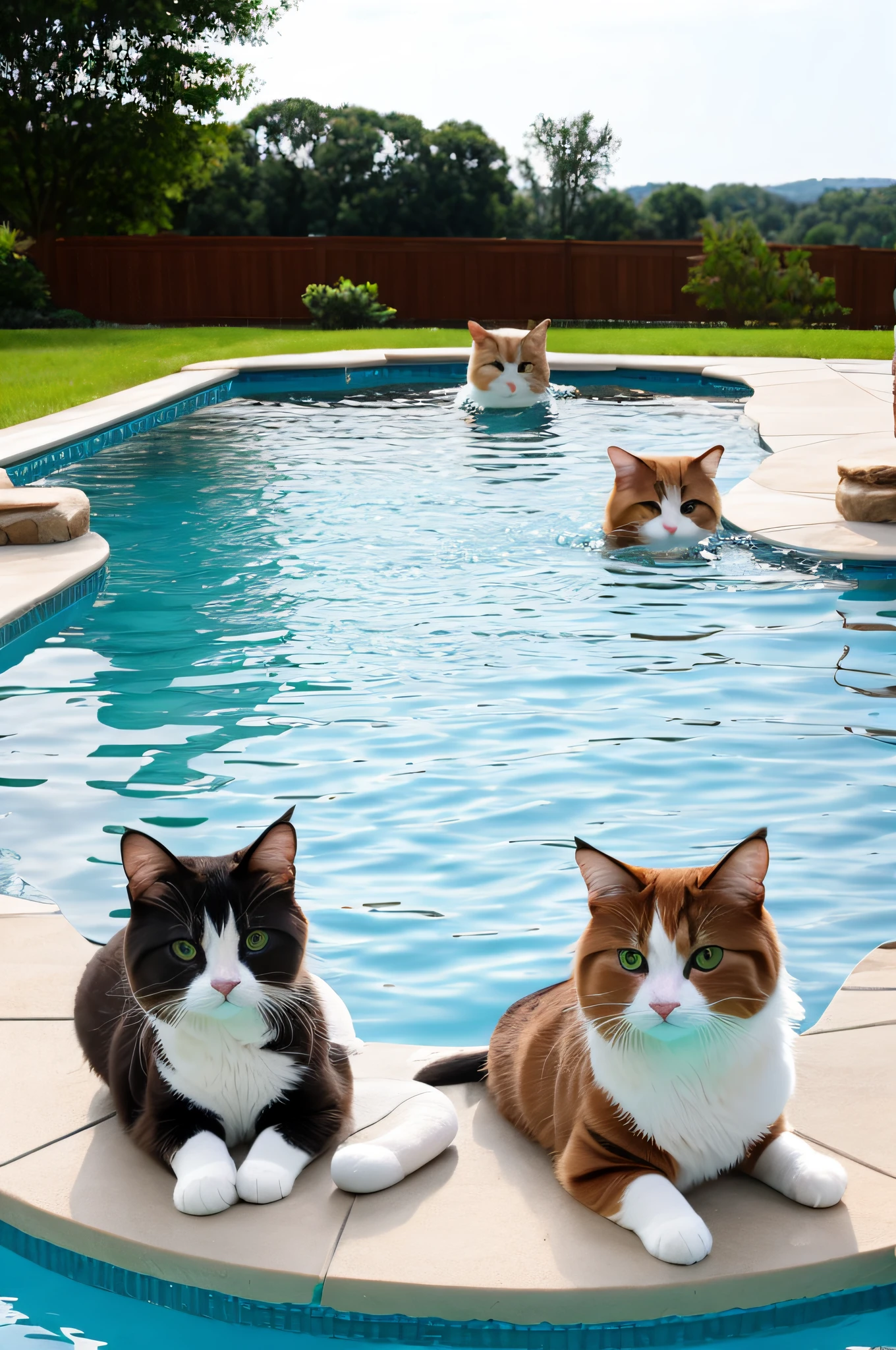 cute swimming Calico cat pool