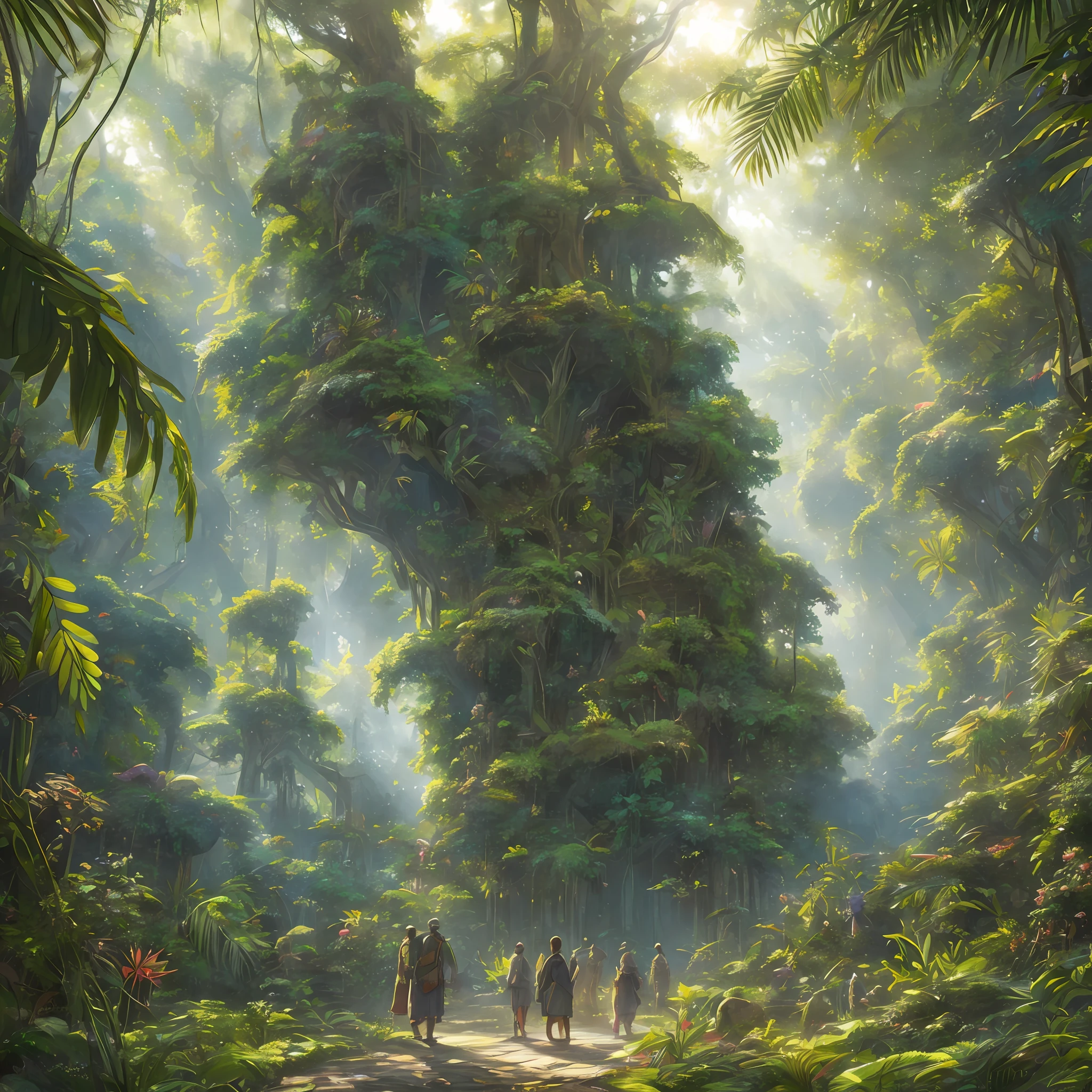 Digital illustration, detailed and intricate, of a dense jungle filled with exotic plants and animals, the sunlight filtering through the canopy creating a dappled effect. In the style of Yoshitaka Amano and Hayao Miyazaki, masterpiece, proportional, detailed, trending on artstation, beautiful lighting, realistic, intricate, award winning, 4k, highest quality Award-winning, 4K digital painting in the style of Yoshitaka Amano. Detailed and intricate depiction of a zombie apocalypse, masterfully capturing the chaos and drama of the scene. Beautiful lighting and cinematic composition make this piece a true masterpiece, trending on artstation --auto --s2