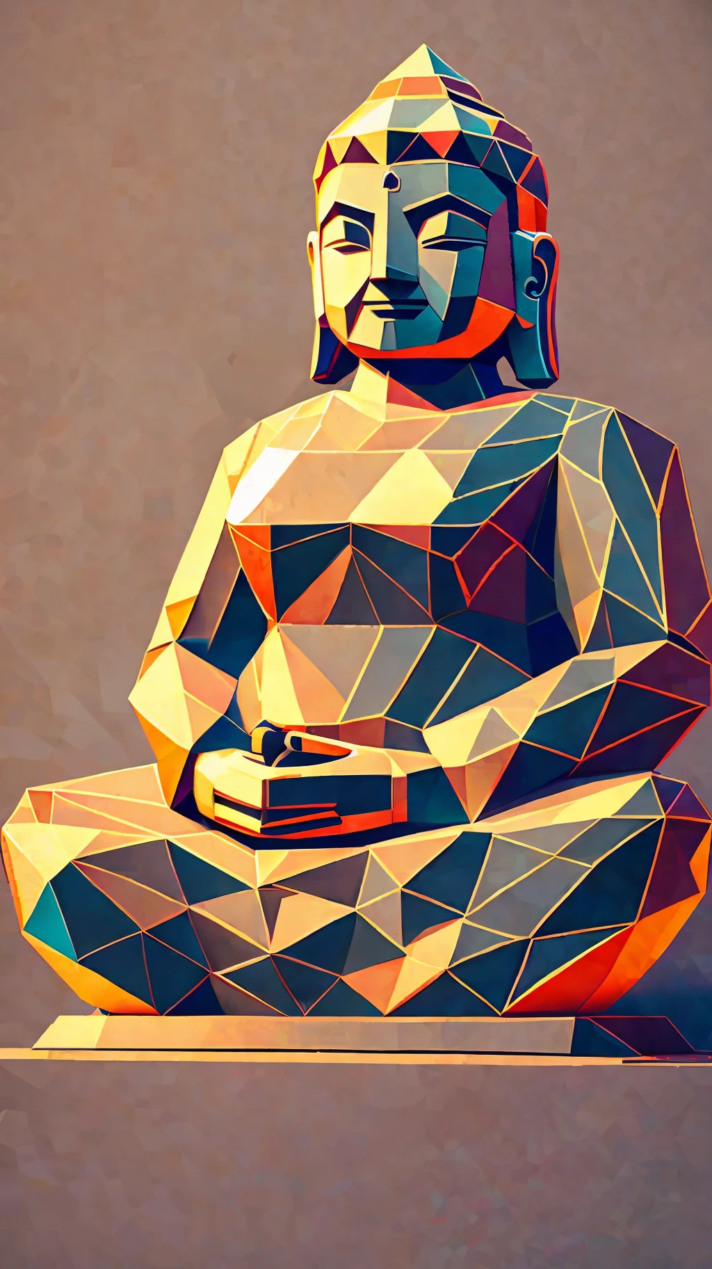 low poly, big Buddha, paripi, no background --auto --s2