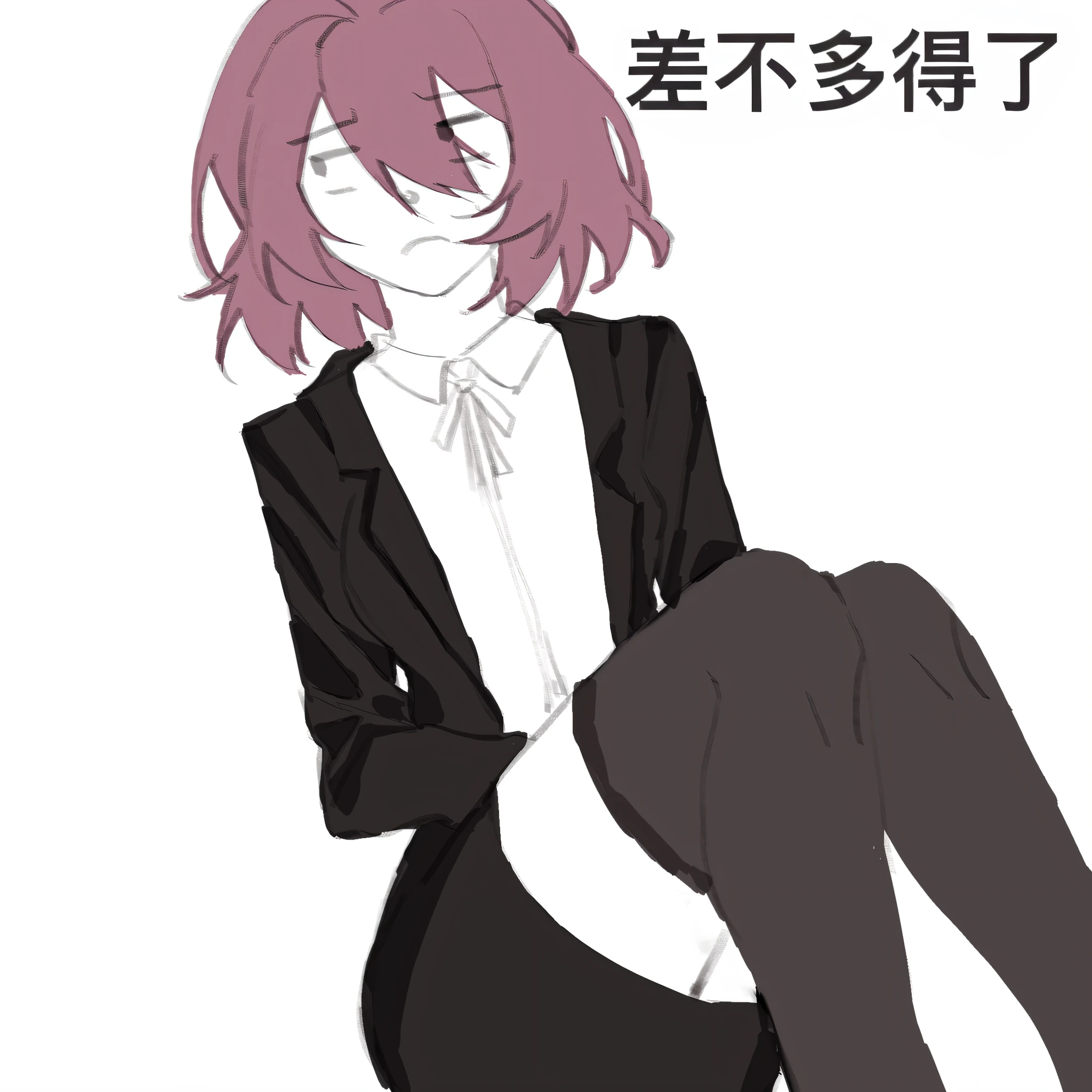 anime girl in black and white dress sitting on the ground, yandere. tall, inspired by Okumura Togyu, girl in a suit, by Ei-Q, inspired by Okumura Masanobu, by Shingei, girl in suit, sayori, inspired by Ib Eisner, in a suit