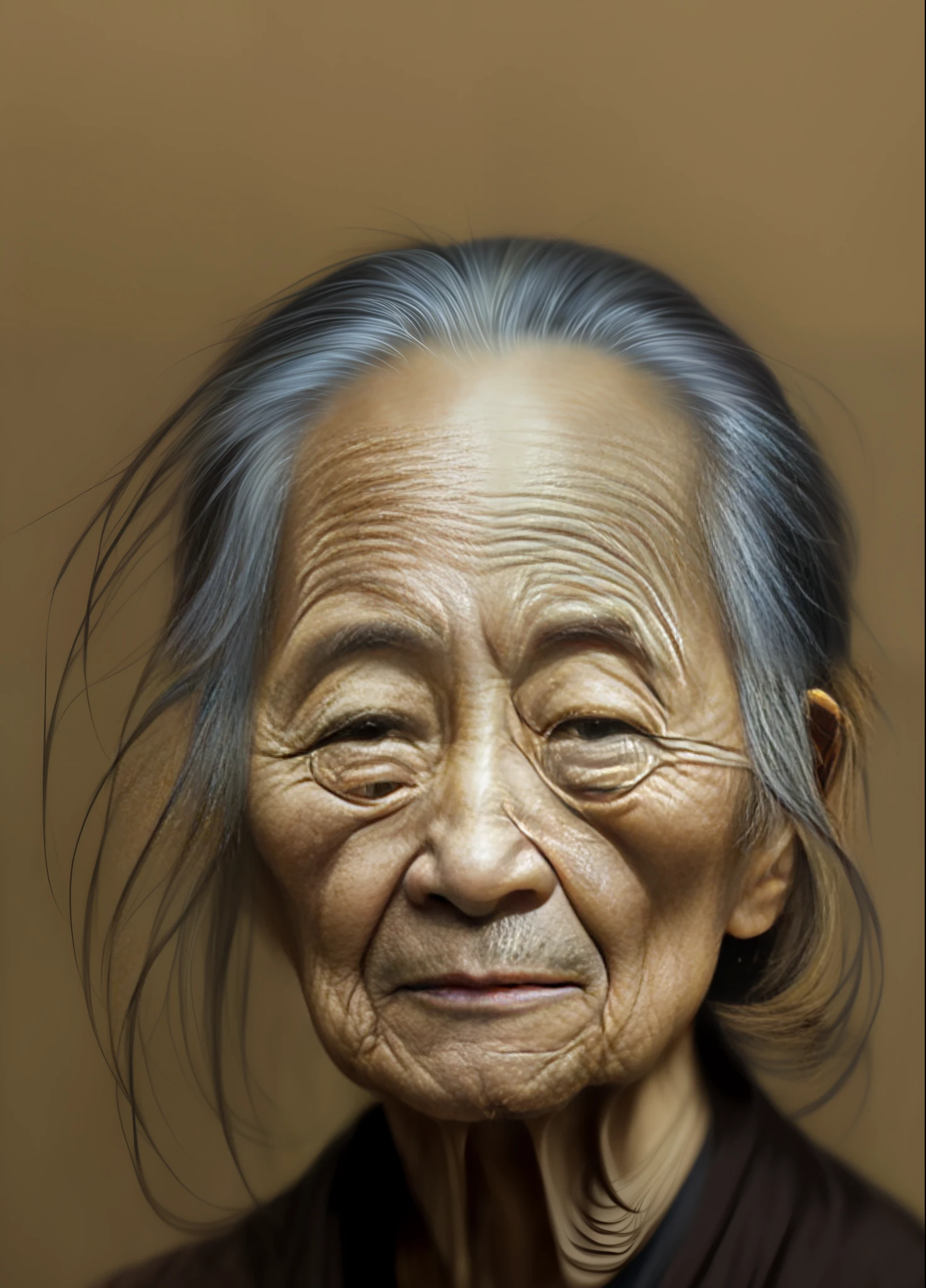 intricate pencil sketch mugshot of an old china woman with wrinkles: Tom Bagshaw, Zdzislaw Beksinski, Yoshitaka Amano, Raffaello Ossola, Martin Wittfooth, Luigi Spano, Vladimir Kush :: stunning interpretive visual