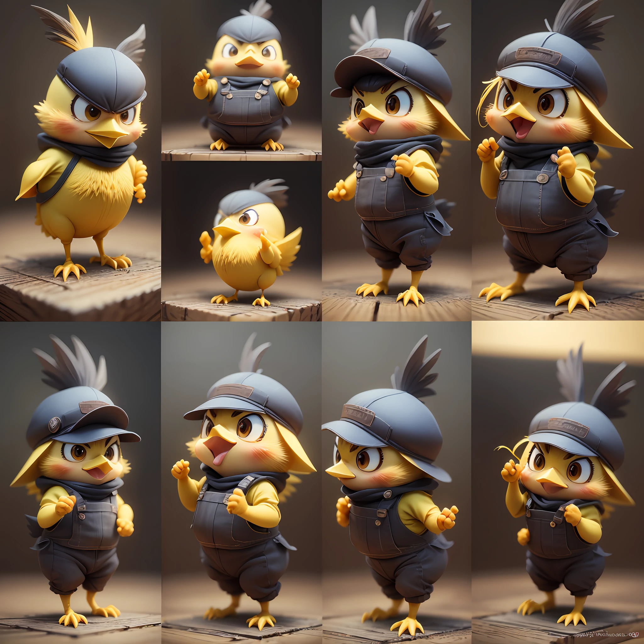 animation of cute yellow chick,mad gestures,angry,3D, upscales --auto --s2