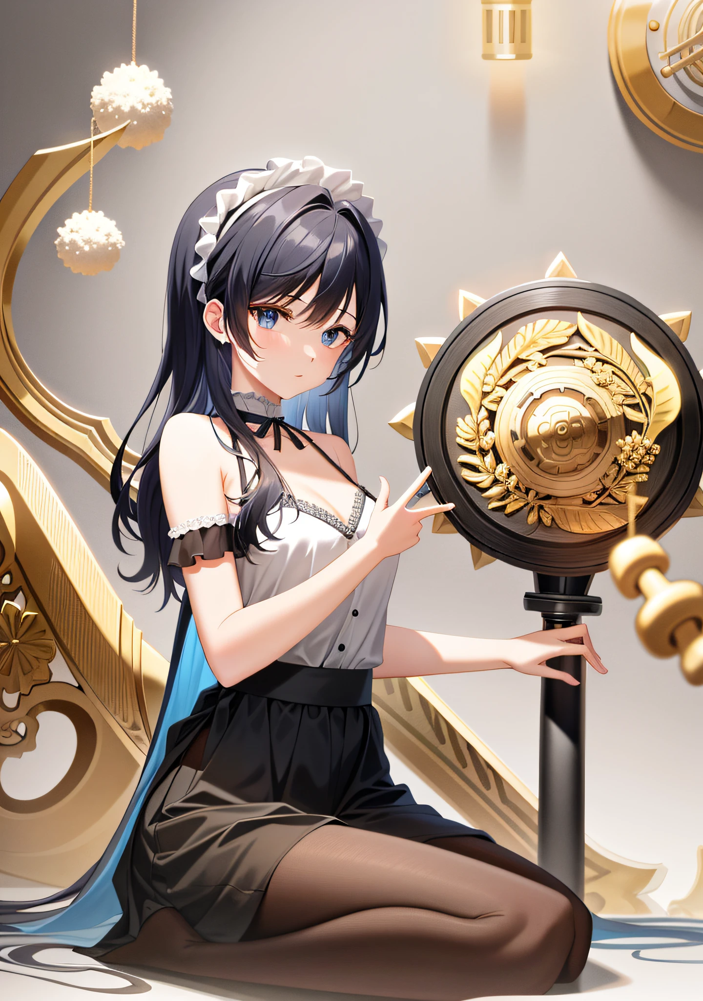 In the picture, what is the object held in the left hand?