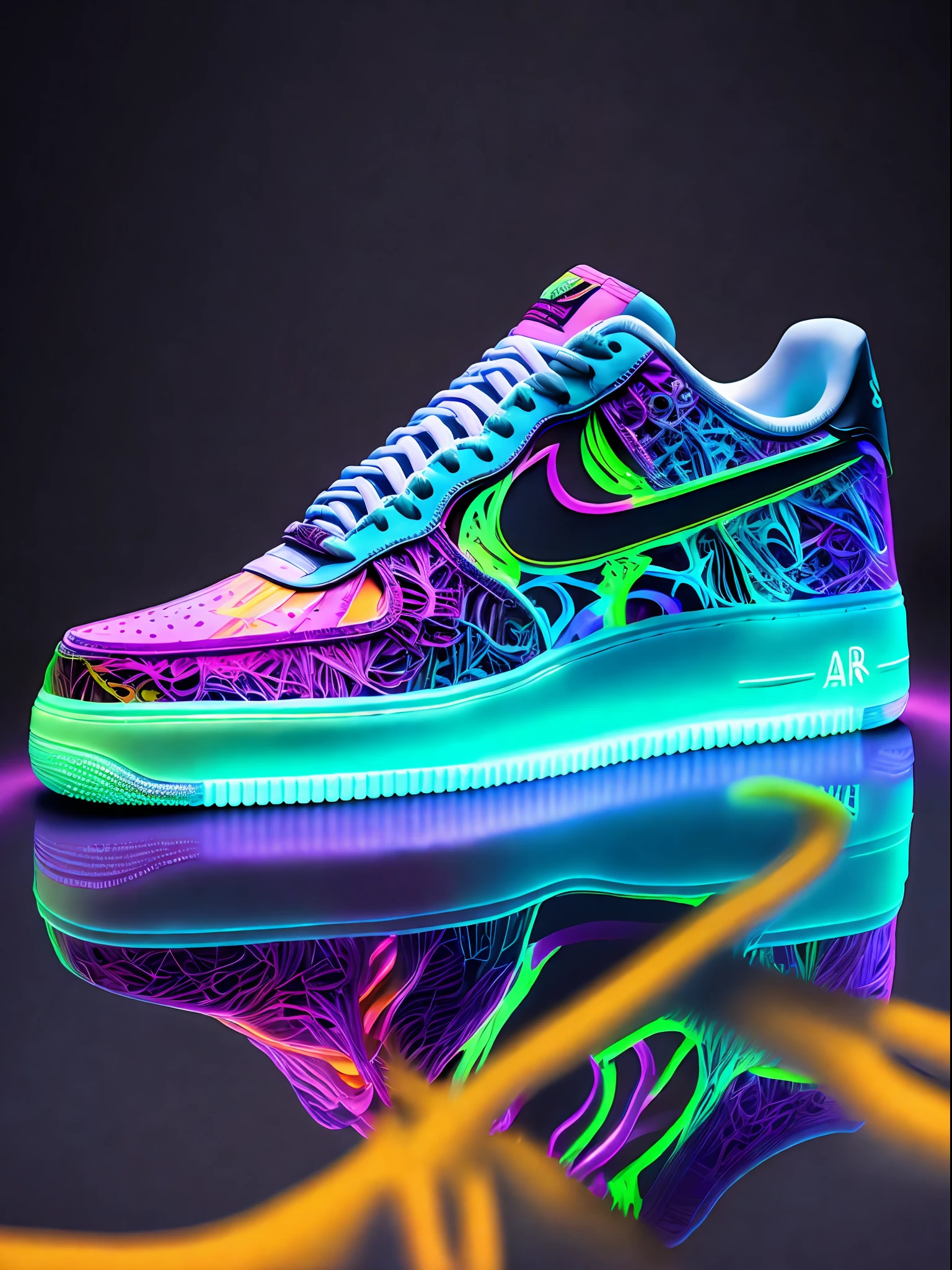 Sneaker design: Air Force 1 Low, Cinematic Special Effects, Hell, Skeleton, Fluorescent