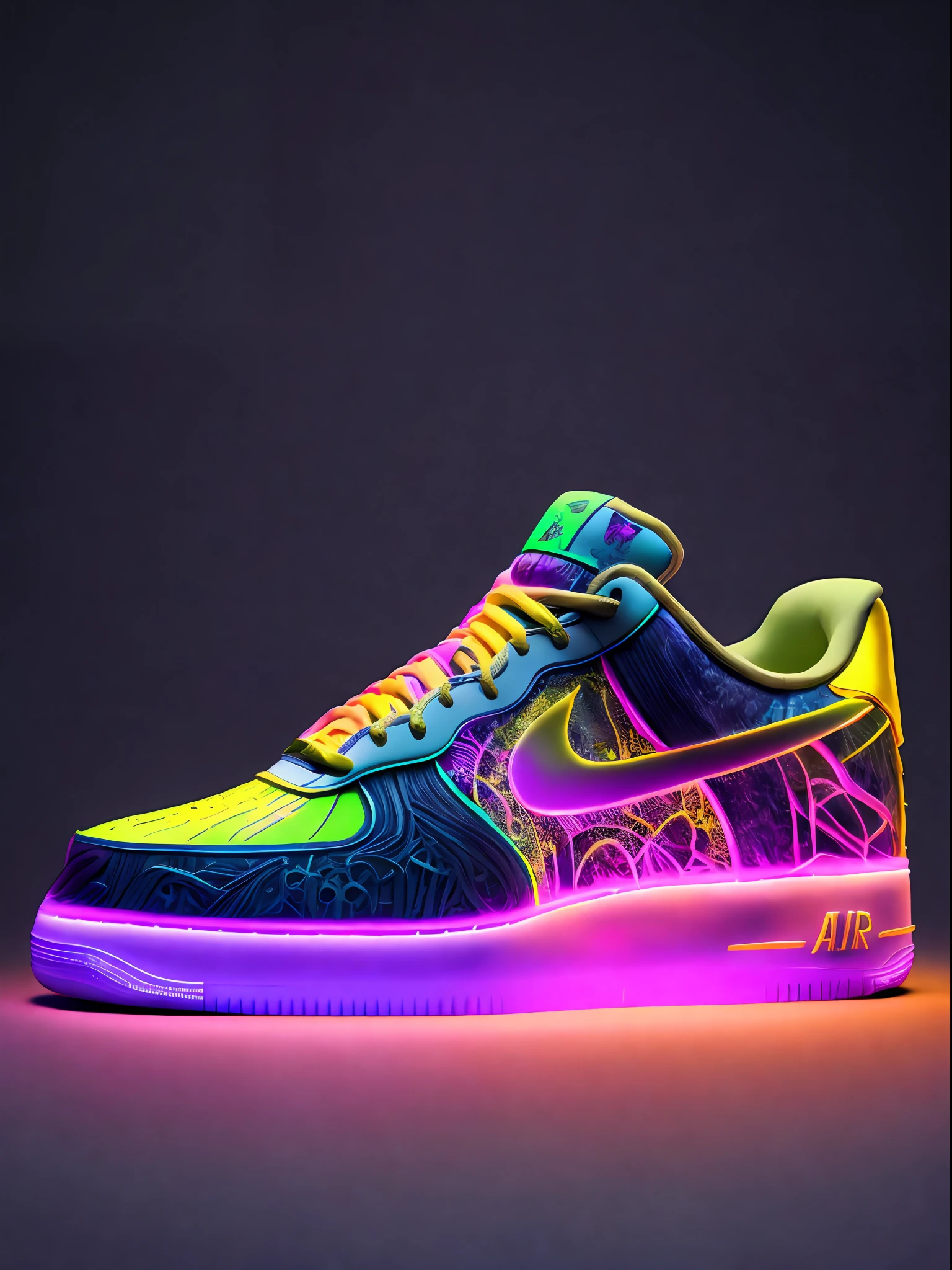 Sneaker design: Air Force 1 Low, Cinematic Special Effects, Hell, Skeleton, Fluorescent