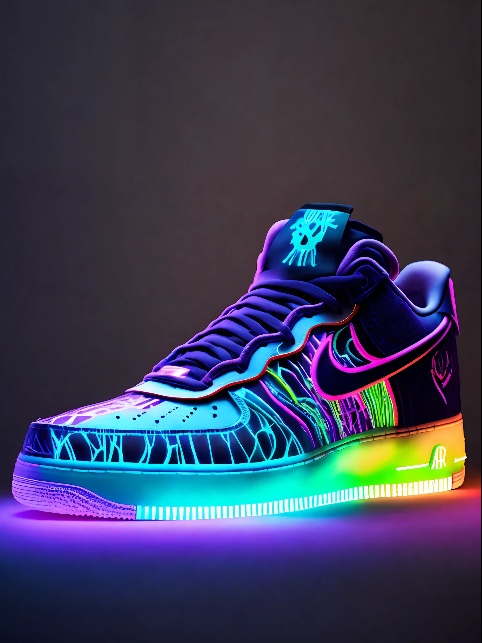 Sneaker design: Air Force 1 Low, Cinematic Special Effects, Hell, Skeleton, Fluorescent