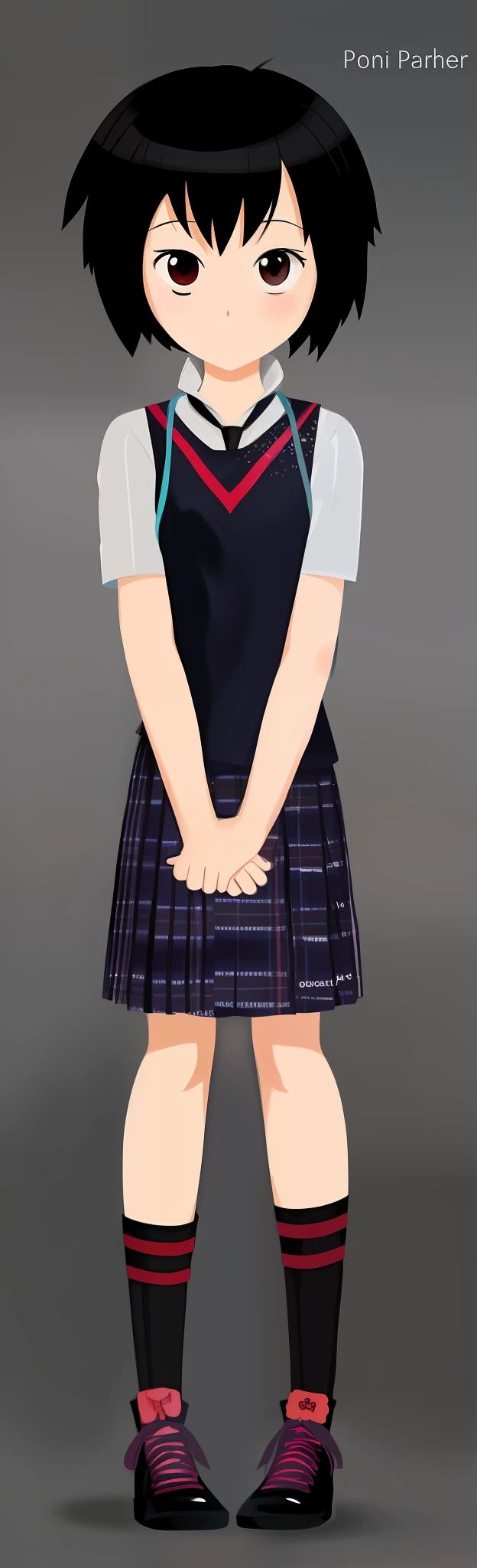 anime girl in school uniform with a red bow and black hair, realistic schoolgirl, hyperrealistic schoolgirl, single character full body, full body single character, full body portrait of a short!, a hyperrealistic schoolgirl, yandere. tall, !!full body portrait!!, anime full body illustration, full body details, magical school student uniform, full body detailed