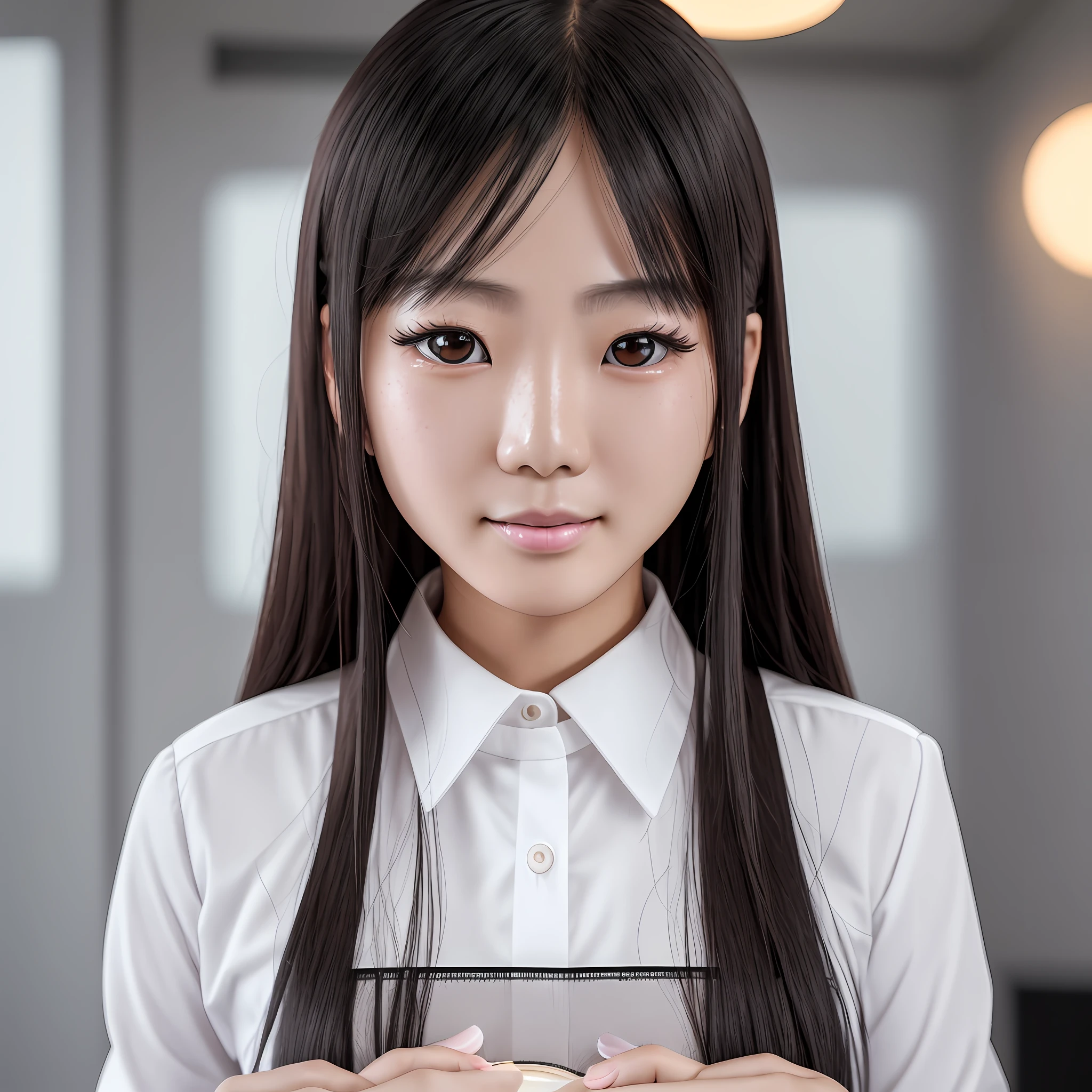 Chinese female, white-collar worker, goose egg face, freckles, single eyelid, danfeng eyes, moles at the corners of the mouth, wrinkles at the corners of the mouth, long straight black hair, fair skin, photography, fluorescent-light, high detail, hyper quality, high resolution, HD, mirrorless, character -- 0 --auto --s2