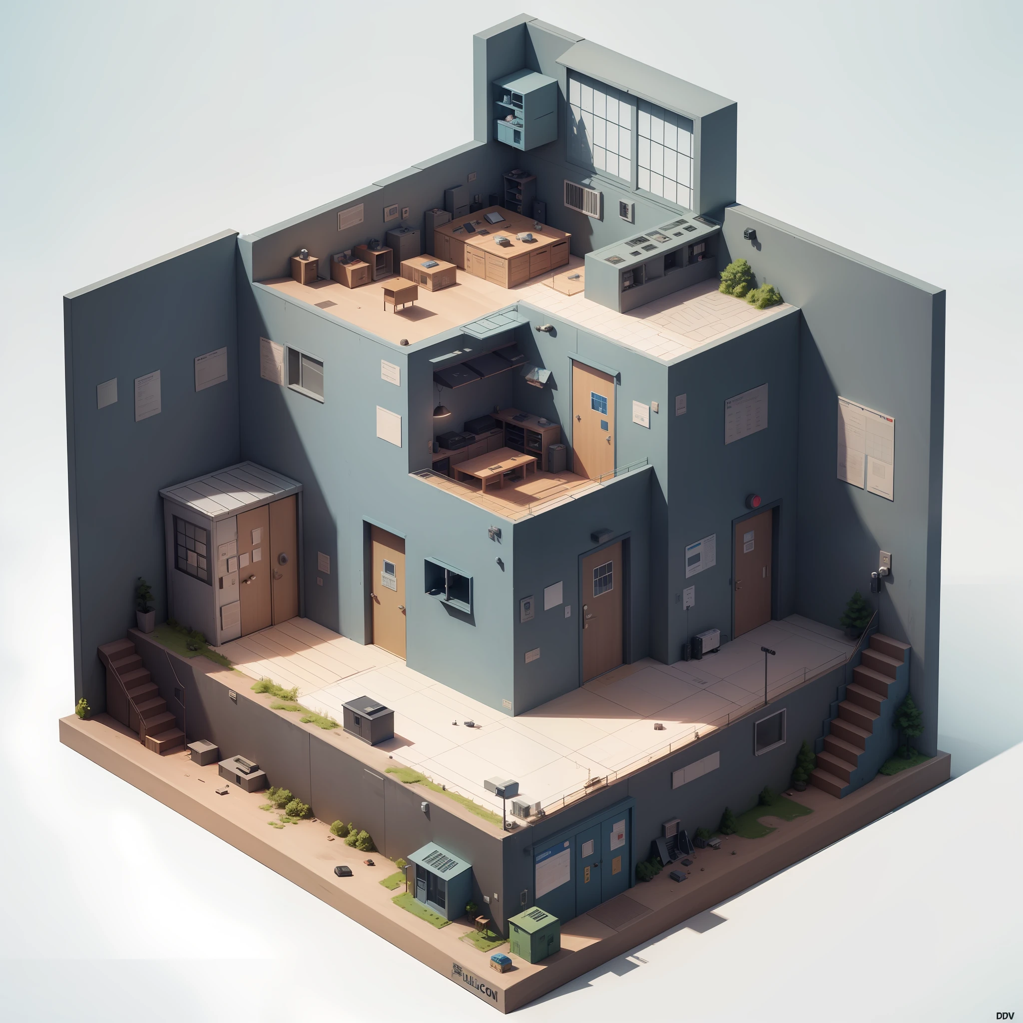 A police station, Several prisoners were housed in the box-like room, blind box toy style, ray tracing, three sided view, reference sheet, move chart, cinematic lighting, high detail, foreshortening, UHD, masterpiece, ccurate, super detail, best quality, 8k --auto --s2