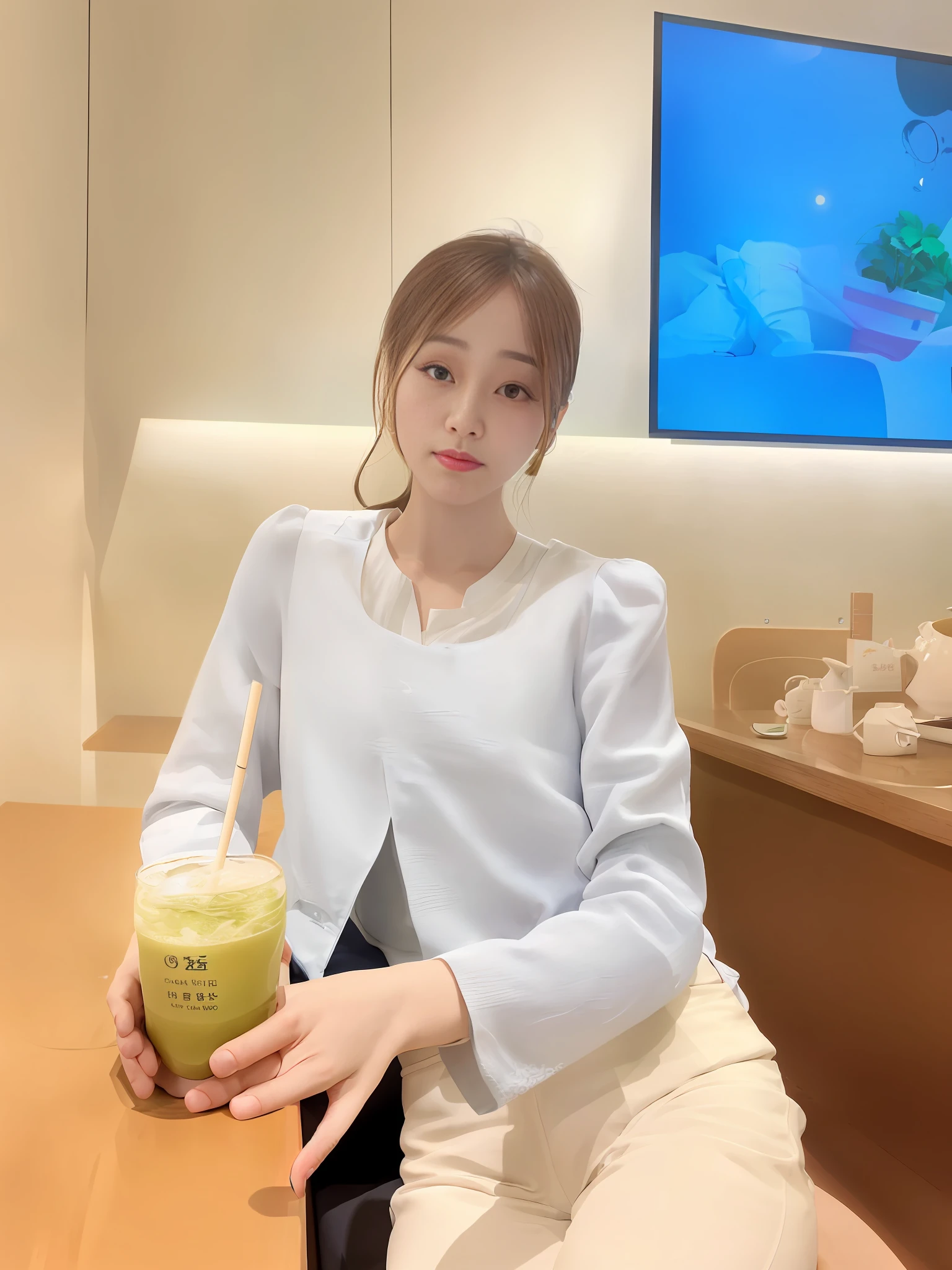 there is a woman sitting on a bed with her legs crossed, smooth white tight clothes suit, dilraba dilmurat, profile image, xintong chen, sakimichan, sitting on the bed, heonhwa choe, wenfei ye, 奈良美智, sitting on a bed, beautiful south korean woman